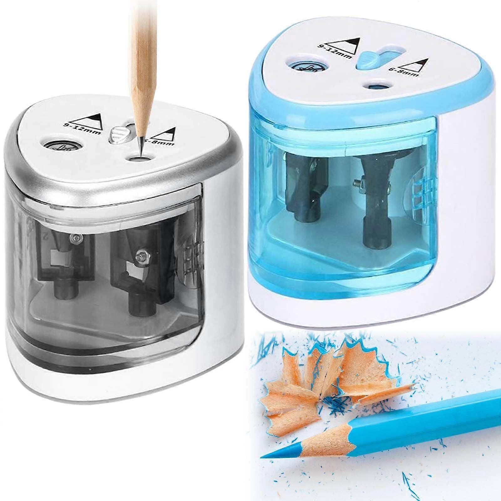 Electric Pencil Sharpener Pack of 2 Double Hole for 6-8 mm and 9-12 mm Pencils Ideal for Schools and Offices