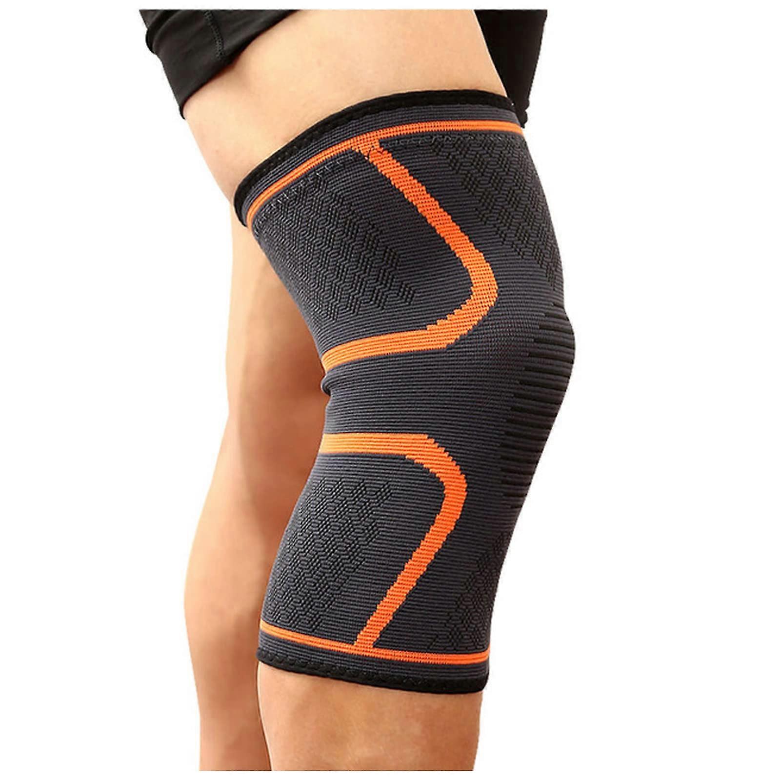 Volleyball Knee Pads XL Elastic Nylon Compression Sleeve Orange for Fitness, Running, Cycling, Basketball and Volleyball