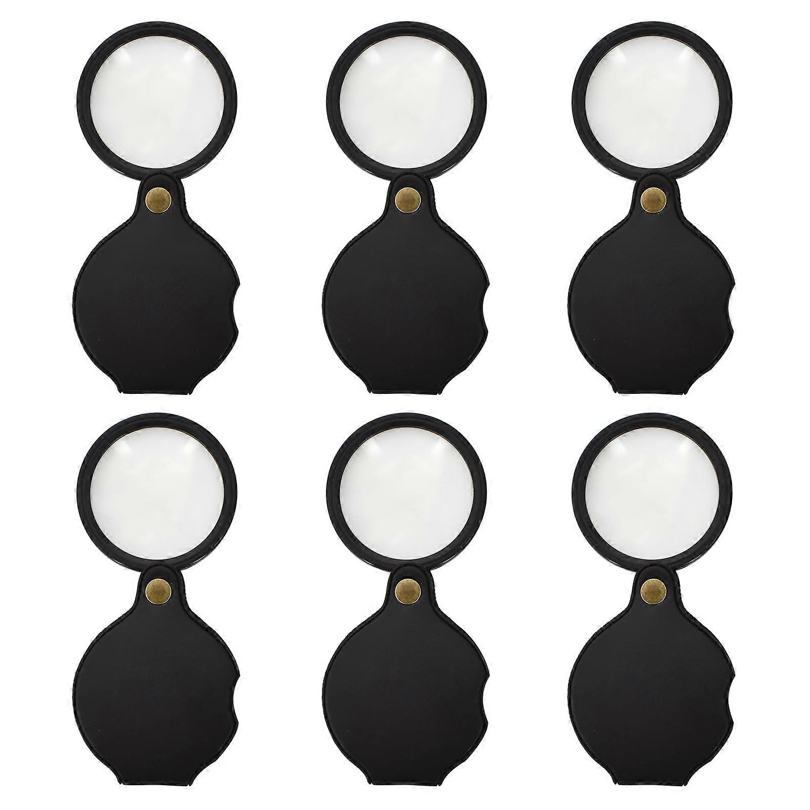 Mini Pocket Magnifiers Pack of 6, 10x Foldable Handheld Magnifying Glass for Kids, Reading Aid for Cards and Texts