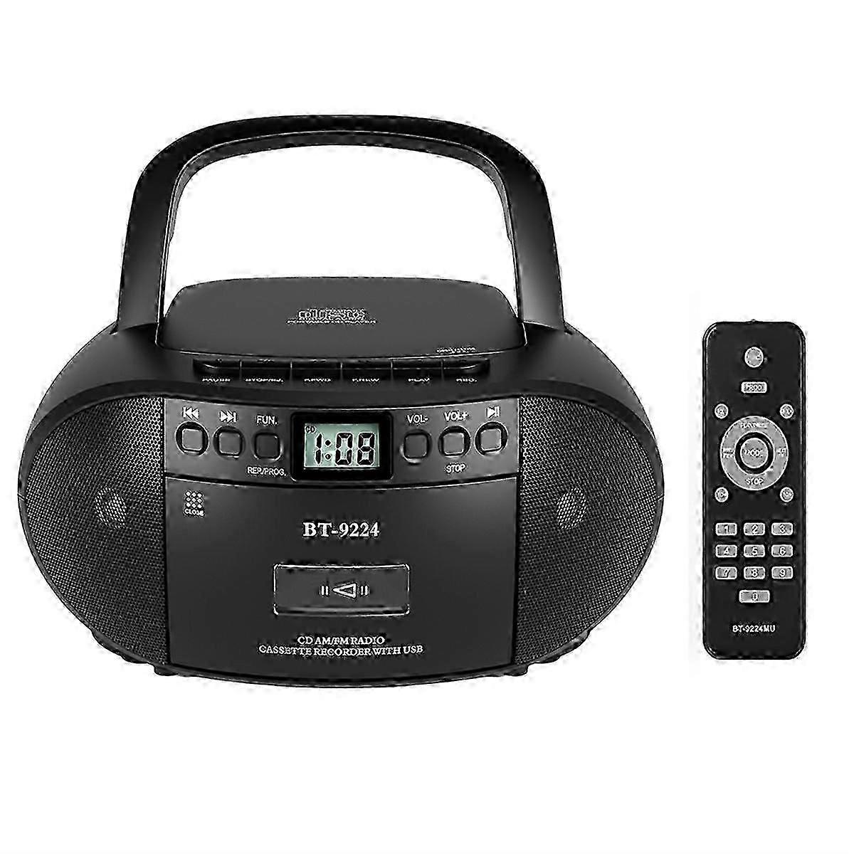 CD Cassette Player, CD Player Bluetooth , AM/FM Radio, Stereo Sound with Remote Control,Tape Record