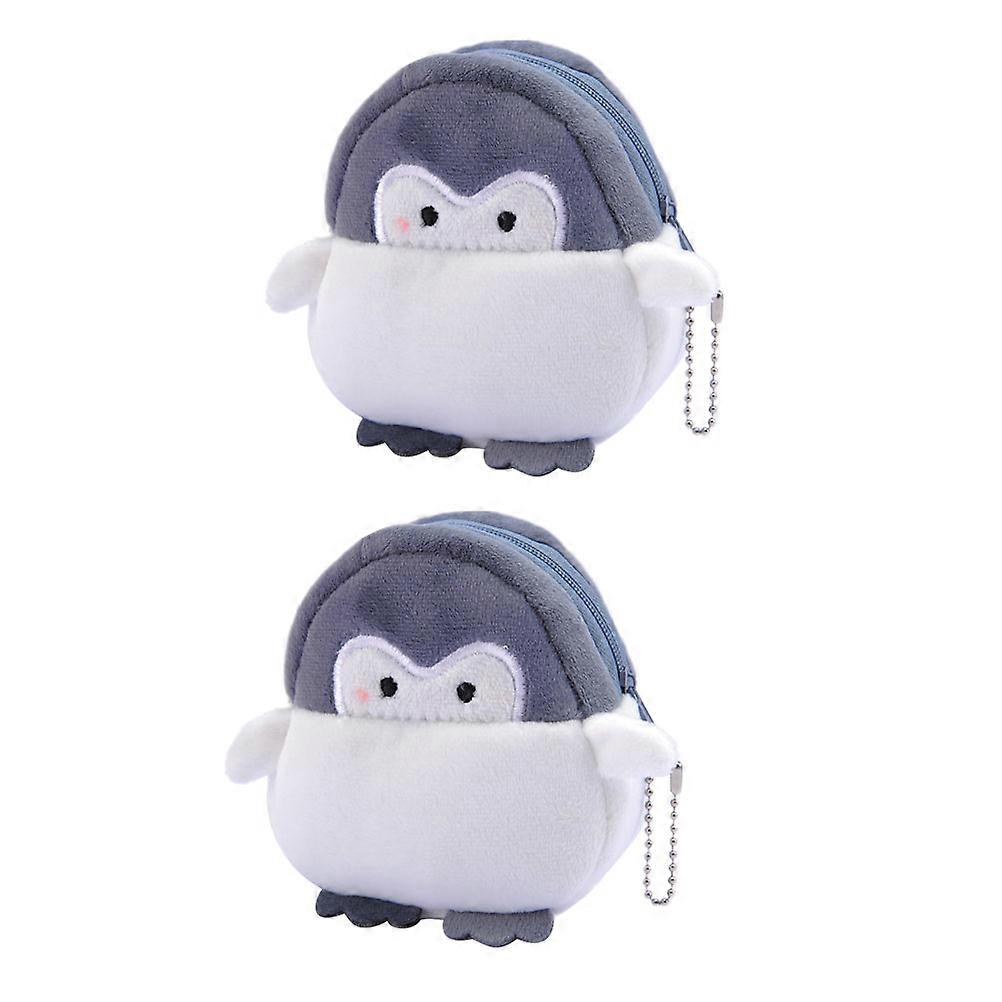 FRCOLOR 2Pcs Cute Penguin Coin Purse Plush Storage Bag for Lipstick Lovely Change Bags