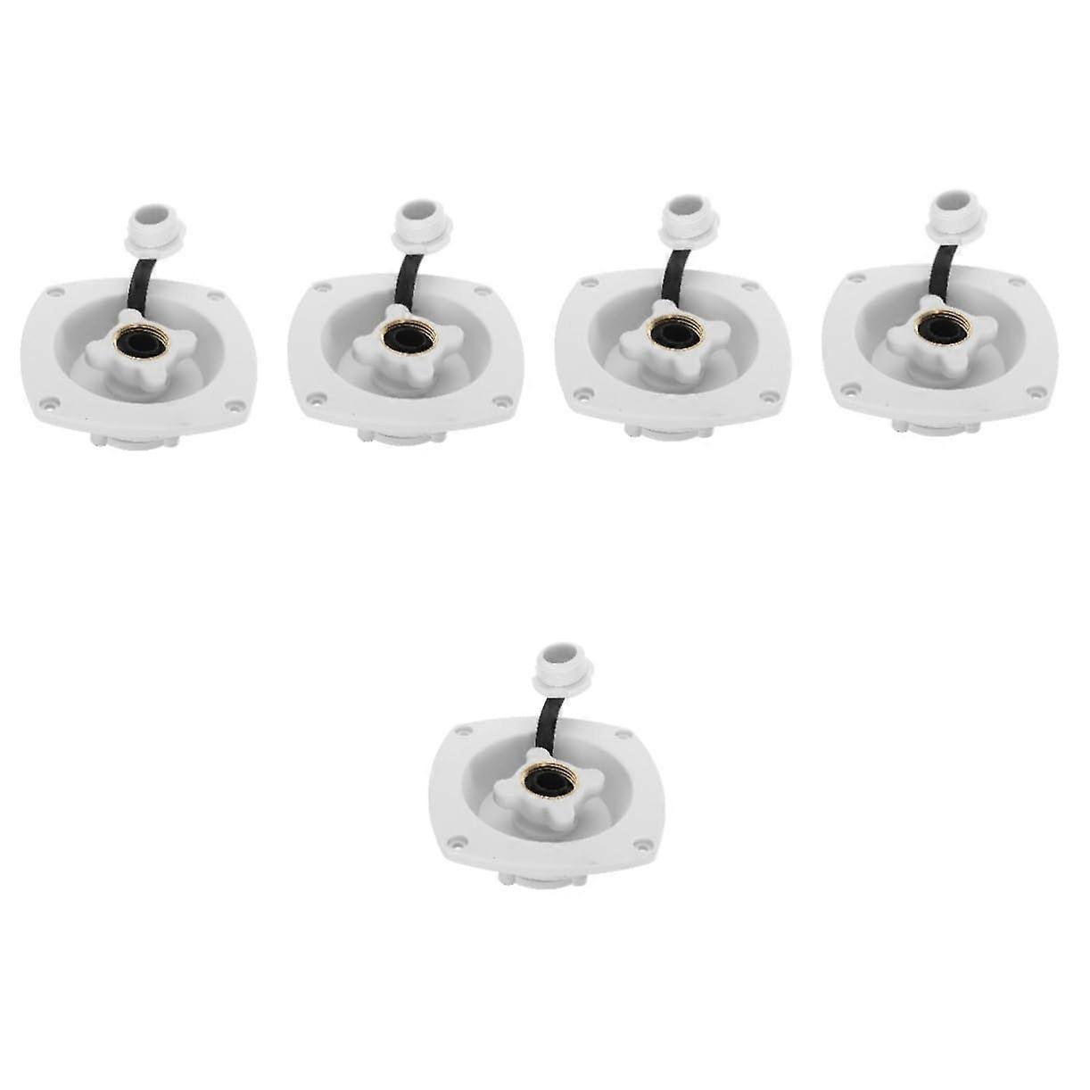 Pack of 5 Rotatable Water Tank Inlet with Lid for Motorhome Replacement Parts, White PP, Compatible with Camper Accessories