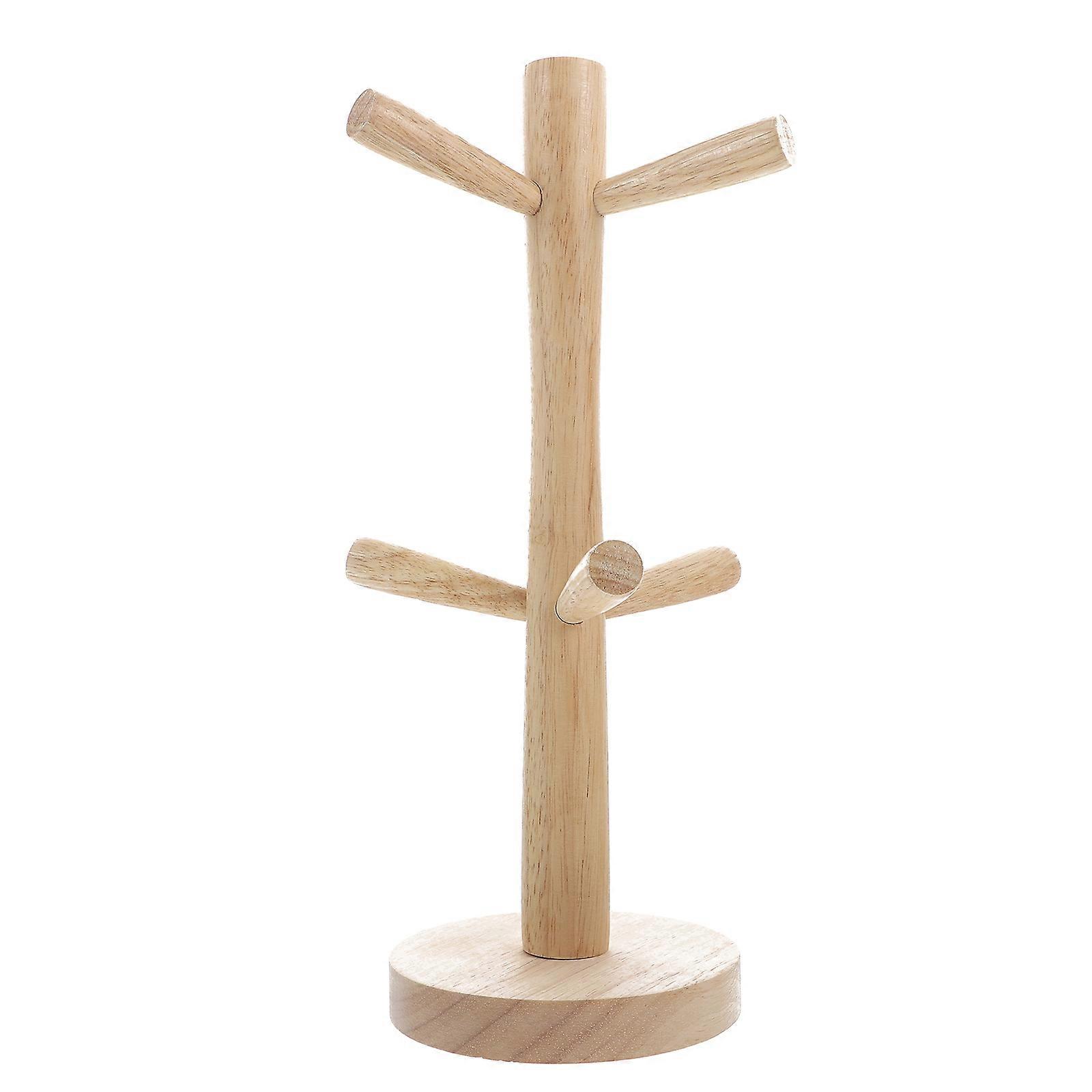 1pc Solid Wood Storage Shelf for Upside Down Mug Rack and Water Bottle Organizer