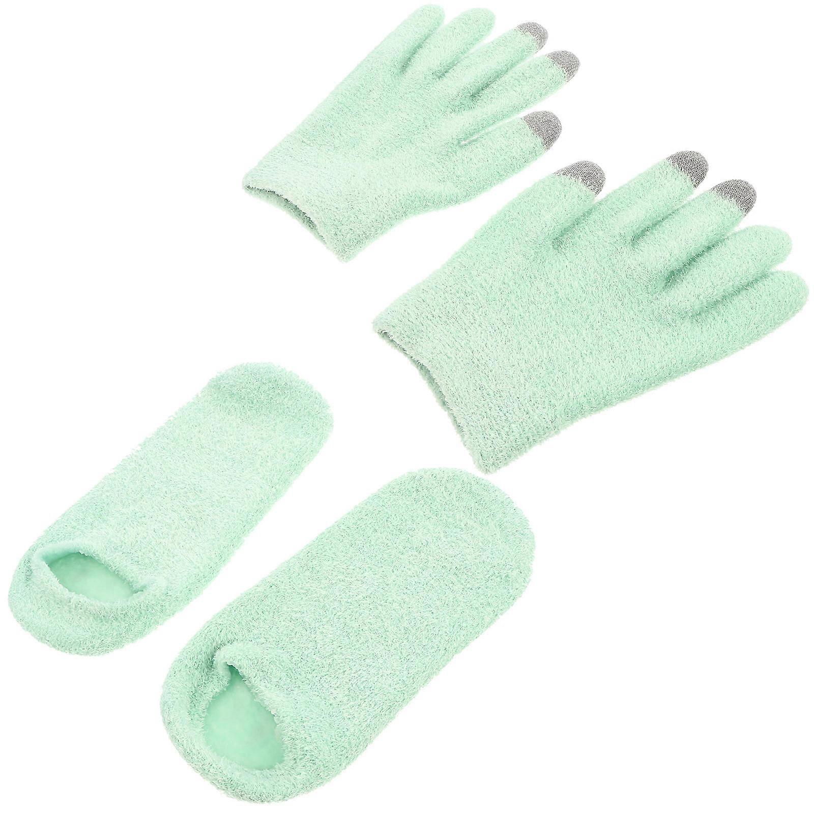 Winter Gloves for Use Made of Spandex Green Color Soften Hands Moisturize Skin