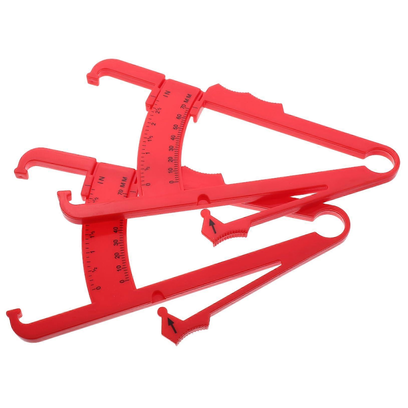 Fat Caliper Body Fat Tester - Pack of 2 Mini Plastic BMI Calculator with Skin Wrinkle Brake, Red, Body Analysis Tool