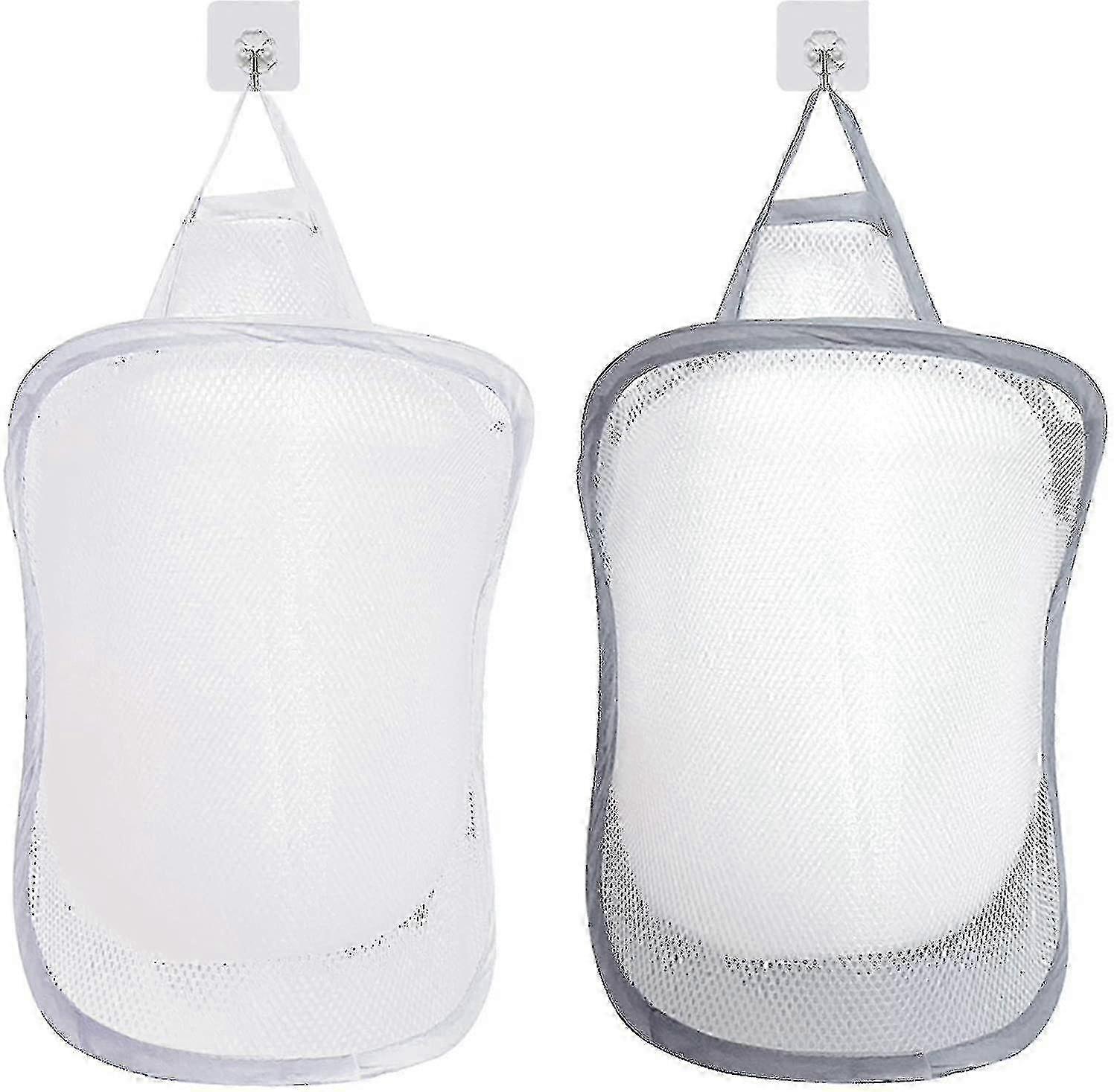 2 Piece Mesh Laundry Basket, Foldable Hanging Laundry Bag
