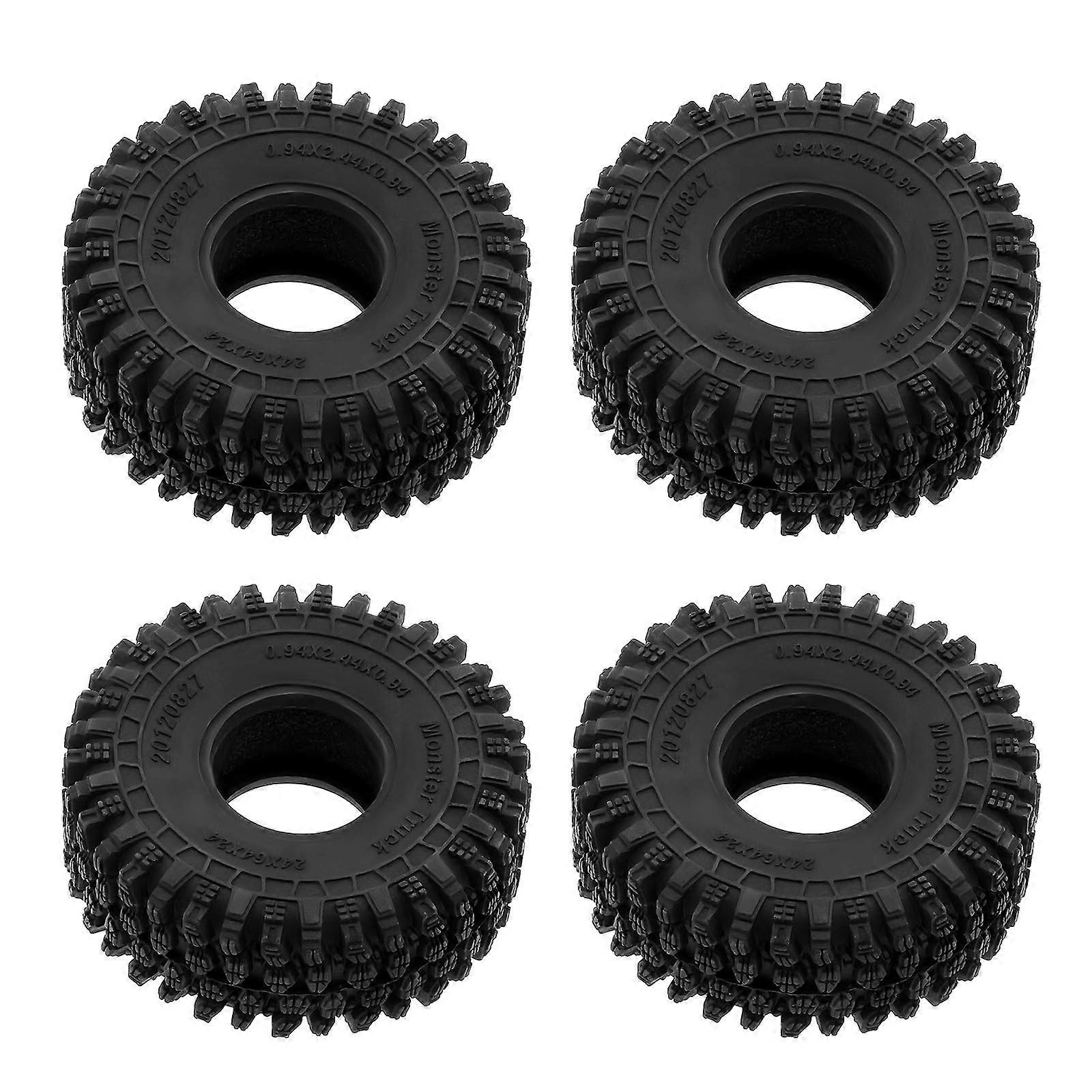 Crawler Tyres Pack of 4, 64 x 24 mm T1011 Rubber Wheels for RC Crawler Car, Compatible with Axial SCX24 AX24 Bronco Gladiator
