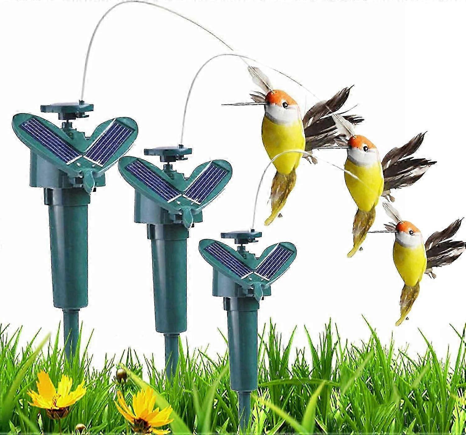 Enfeite de Jardim de Beija-flor Voador Voador com Bateria/Solar com Figurinhas e Estacas Solares