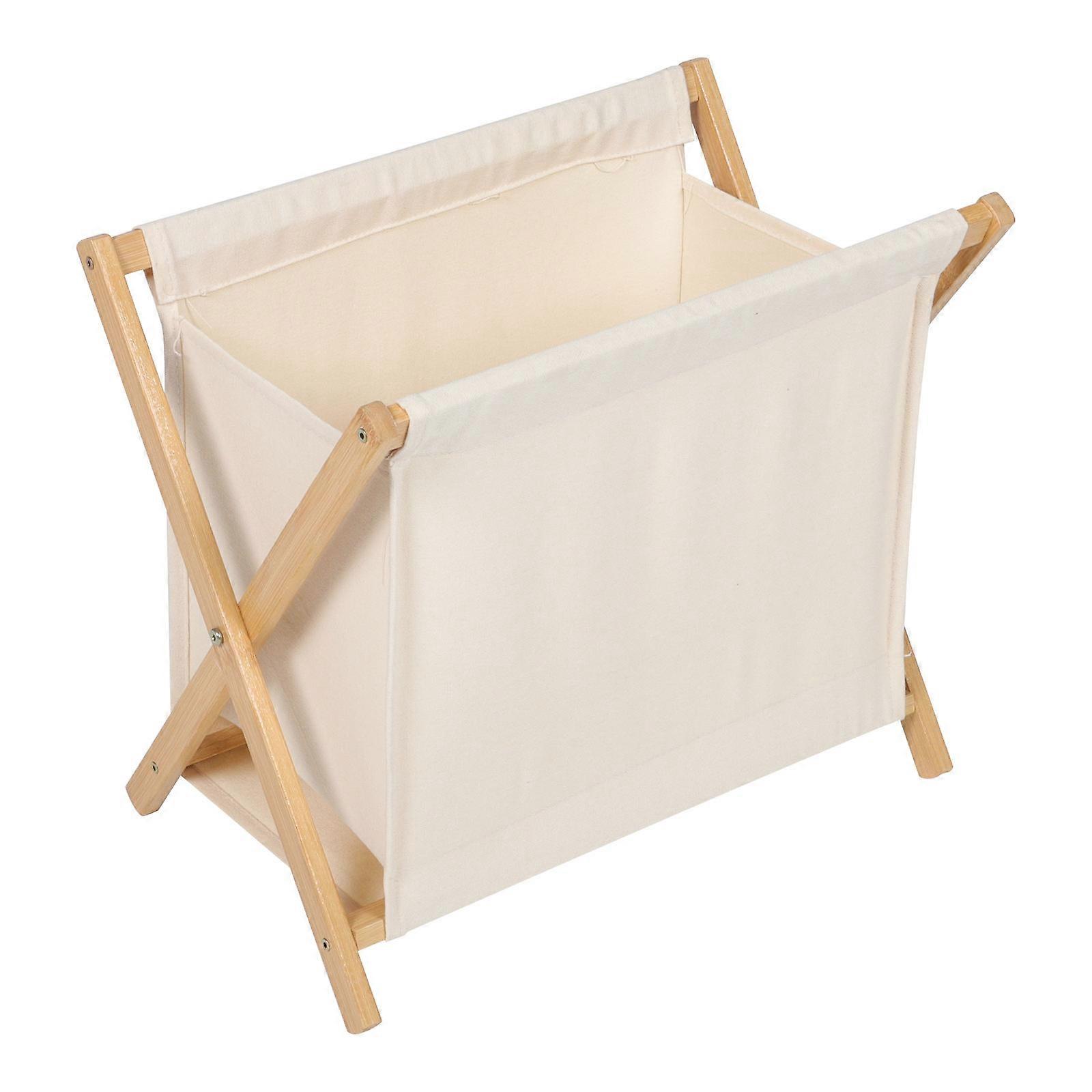Foldable Cotton Linen Laundry Hamper, Lightweight Portable Storage Basket for Bedroom, Non Deformable Home Organization Container, Beige