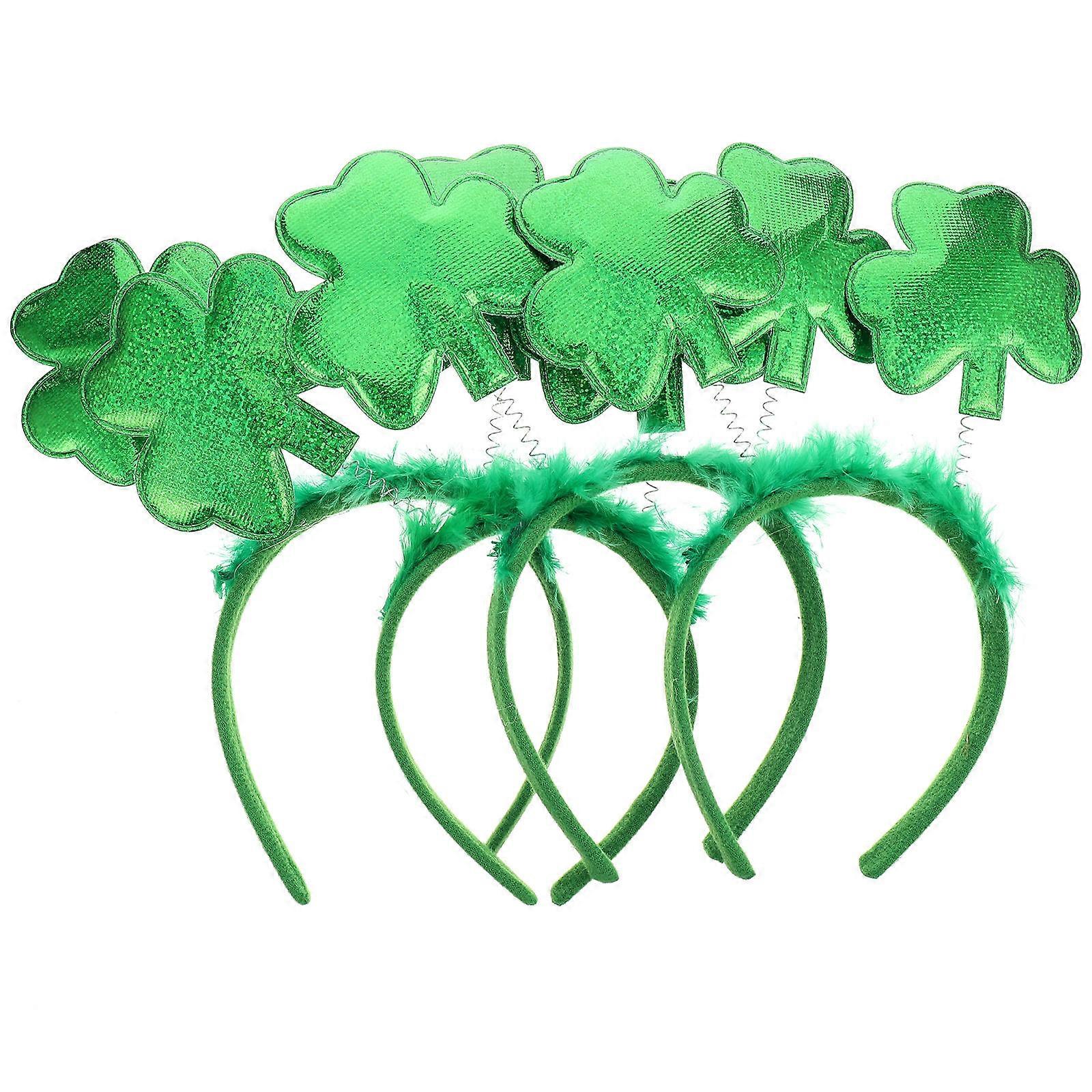 Patrick's Day Shamrock Headband Sequin Clover Hairbands Girls Festival Party 4Pcs/Set