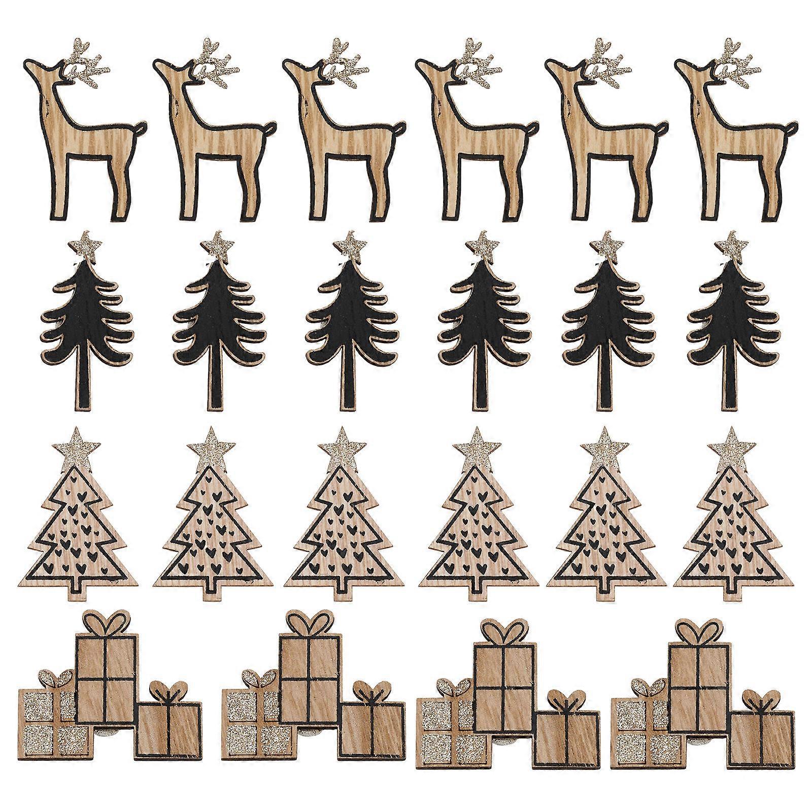 træ form udsmykning julepynt slægtninge indretning forsyninger assorteret farve 10,5x10,5cm DIY 24stk