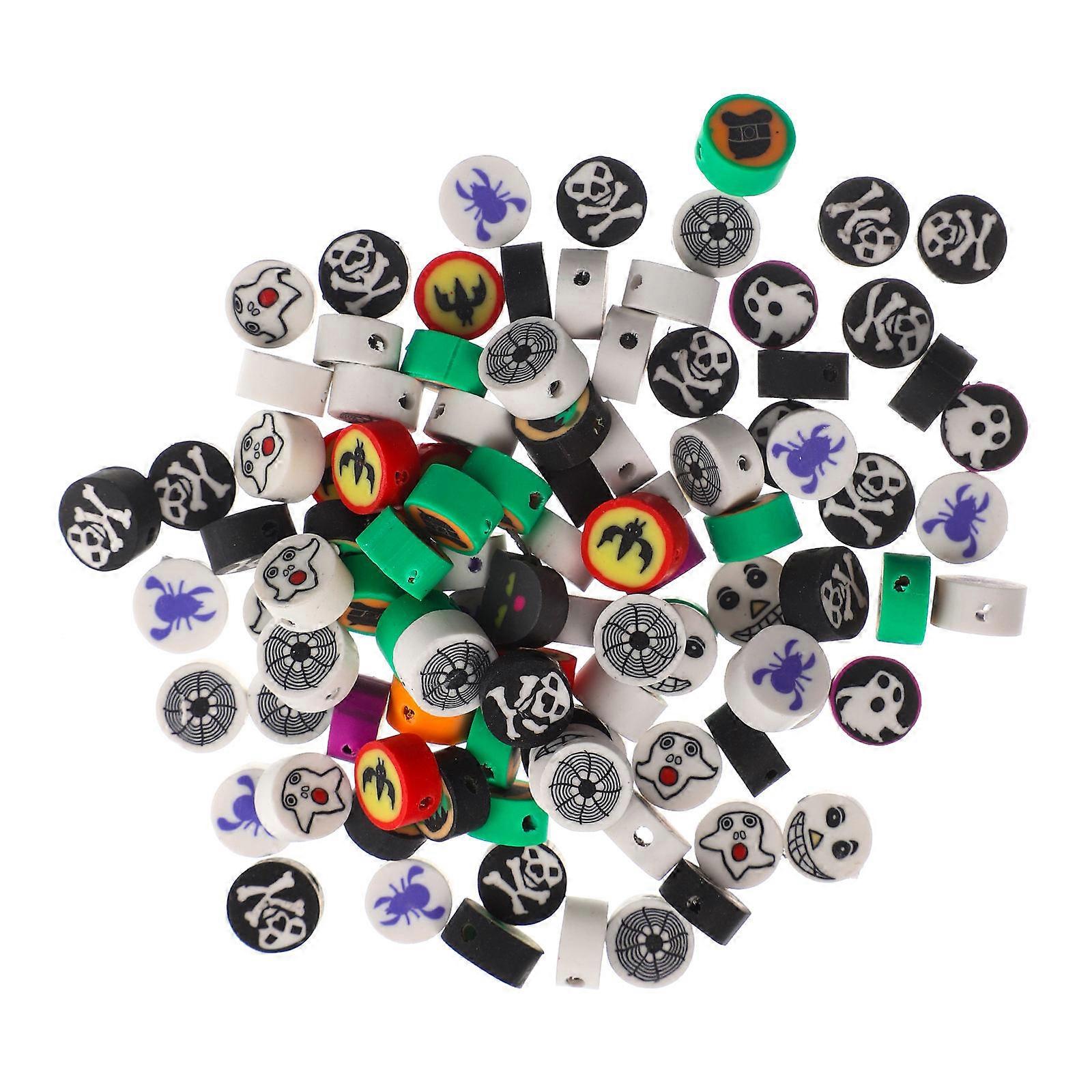 Halloween Crafts Beads Diy Polymer Clay Beads Jewelry Making Accessories Assorted Color Round Shape 100Pcs