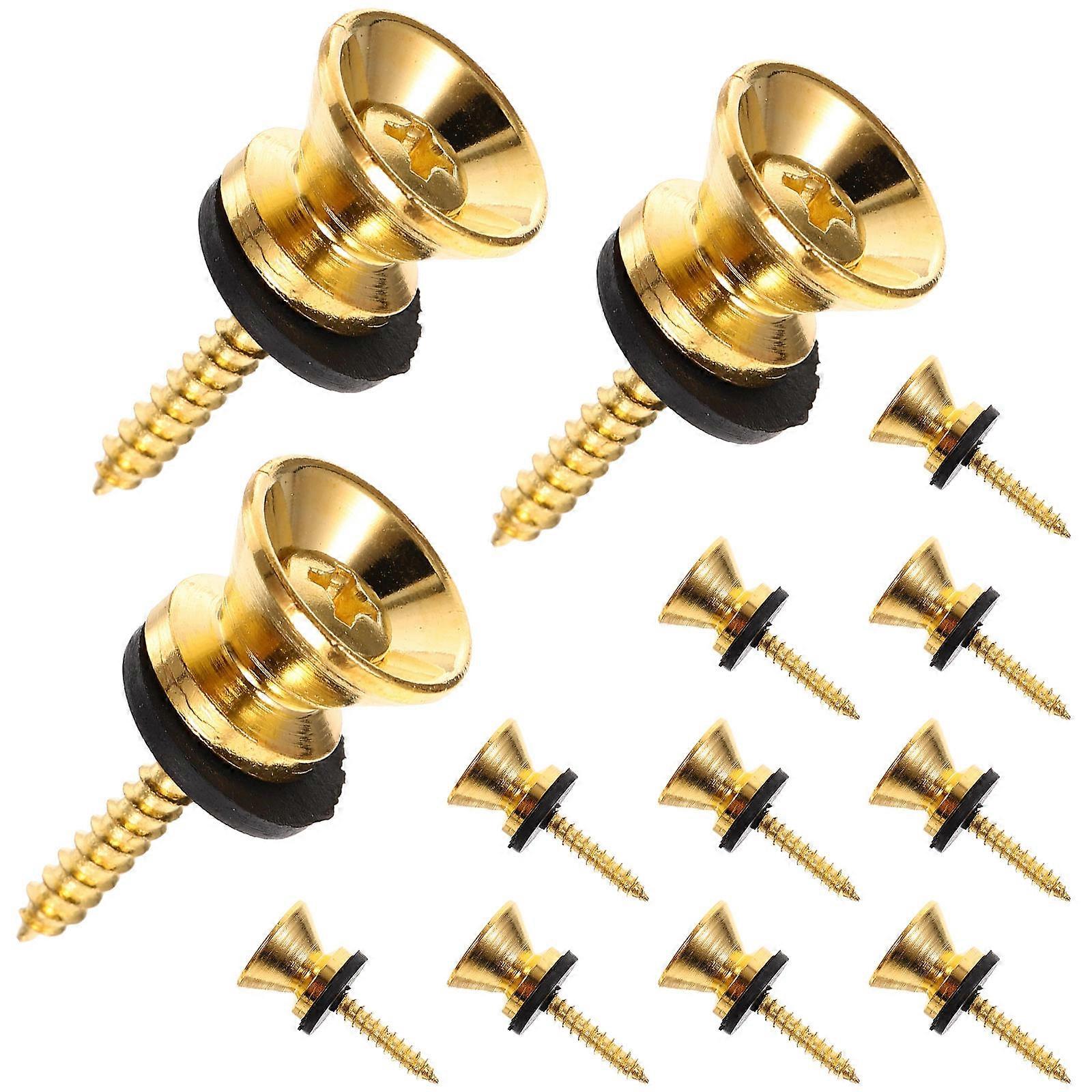 Durable Metal End Pin Acoustic Guitar Strap Pin Golden 1.2x1.2x1.6cm Tuning Accuracy 20 Sets