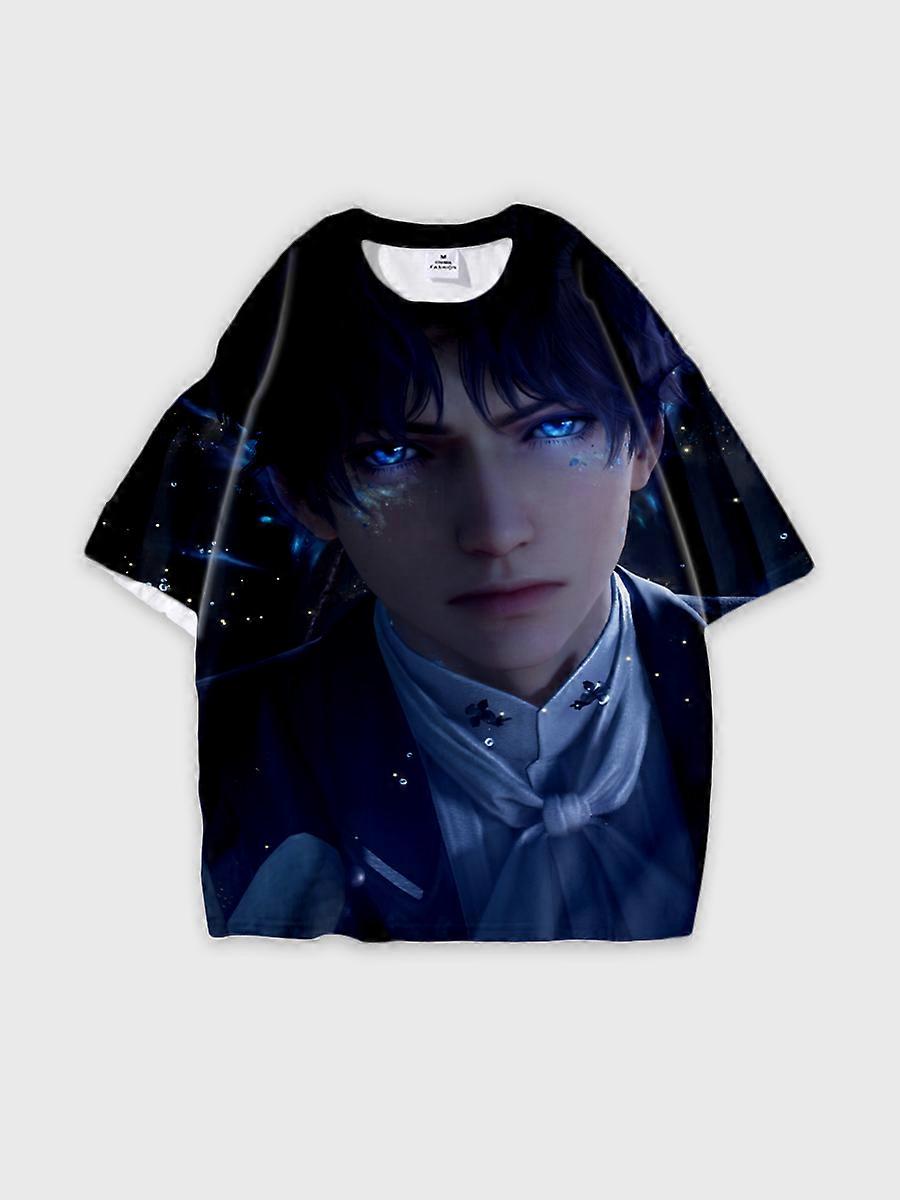 T-shirt round neck Role Pattern loose short sleeve B660