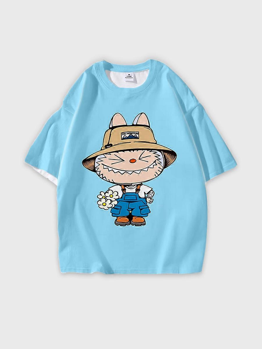 T-shirt round neck Pattern loose short sleeve K736