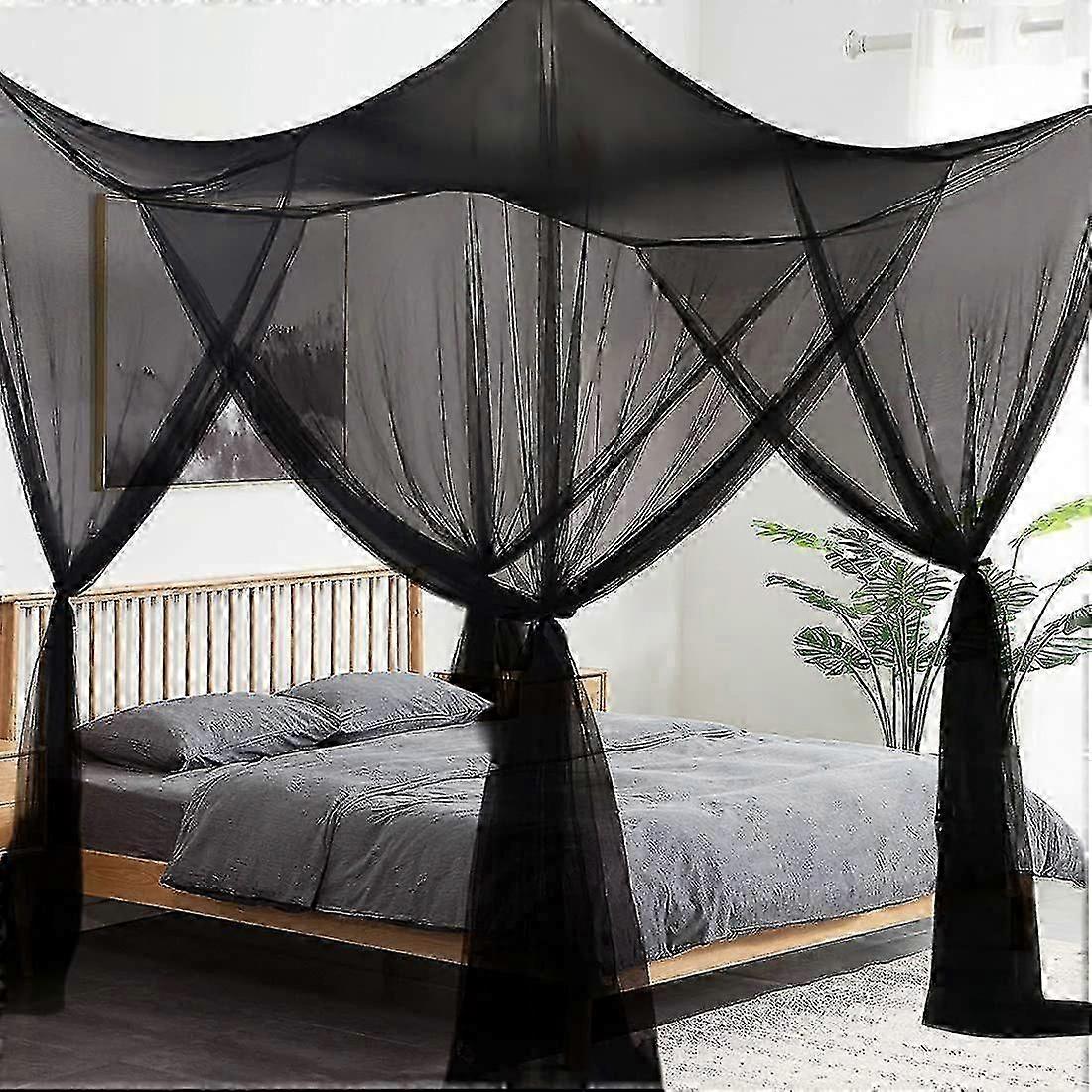 4 Corner Posts Curtains Bed Canopy Large Mosquito Net