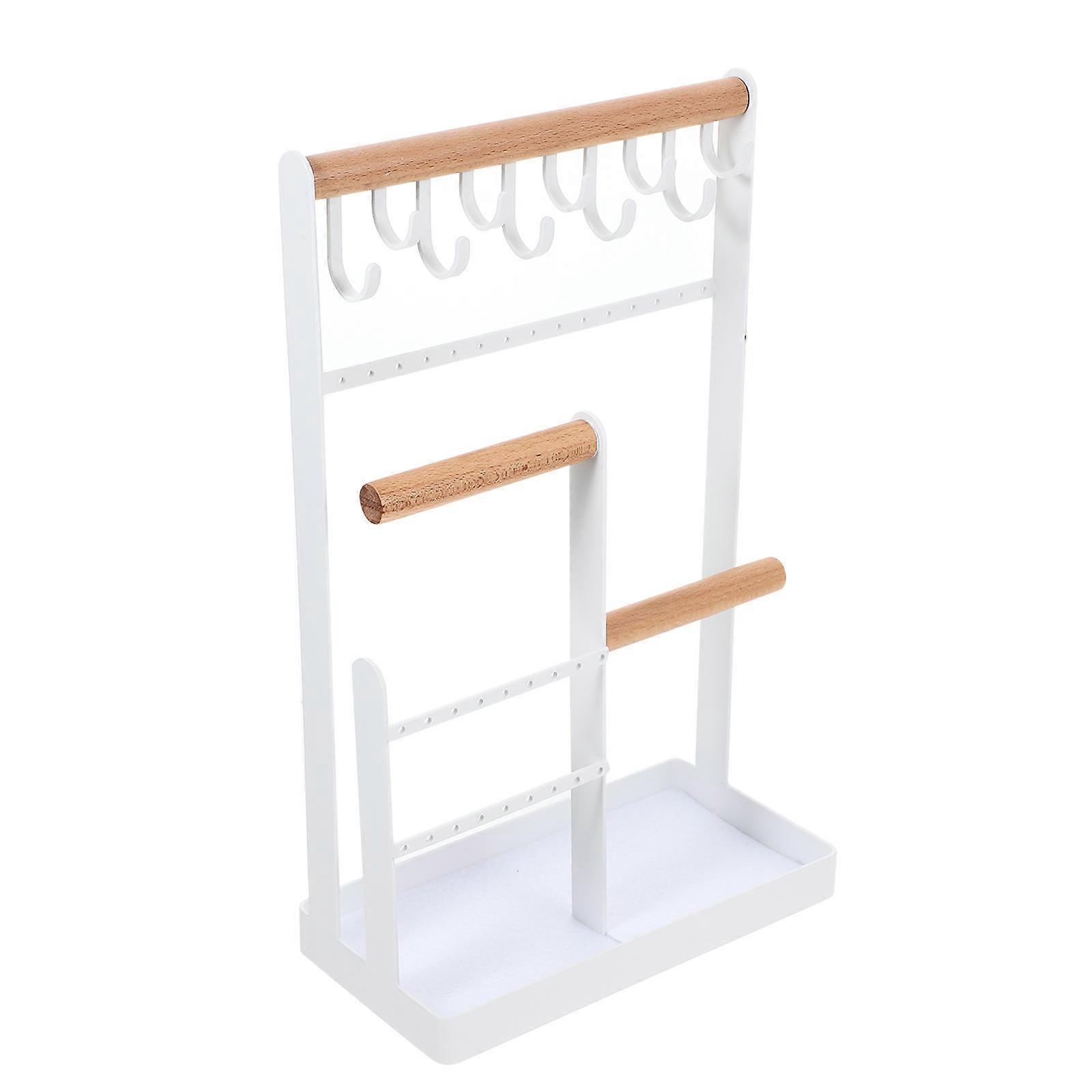 White Multilayer Jewelry Display Stand for Storage Use with Iron and Wood Craftsmanship Lightweight Compact Design 7.8 inches