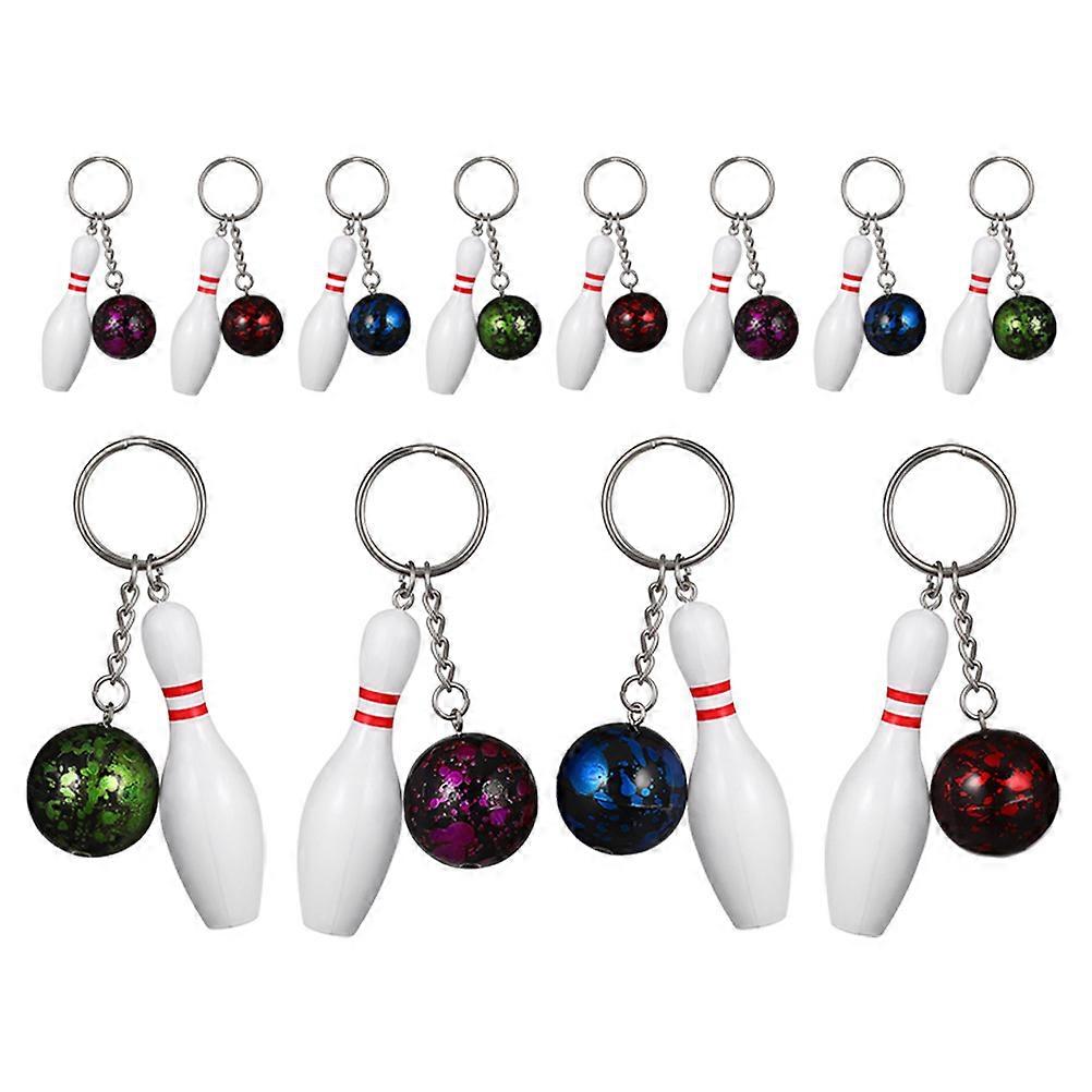12pcs Creative Bowling Keychains Stylish Mini Key Rings Durable Sports Souvenirs for Bags Backpacks Perfect Bowling Enthusiasts