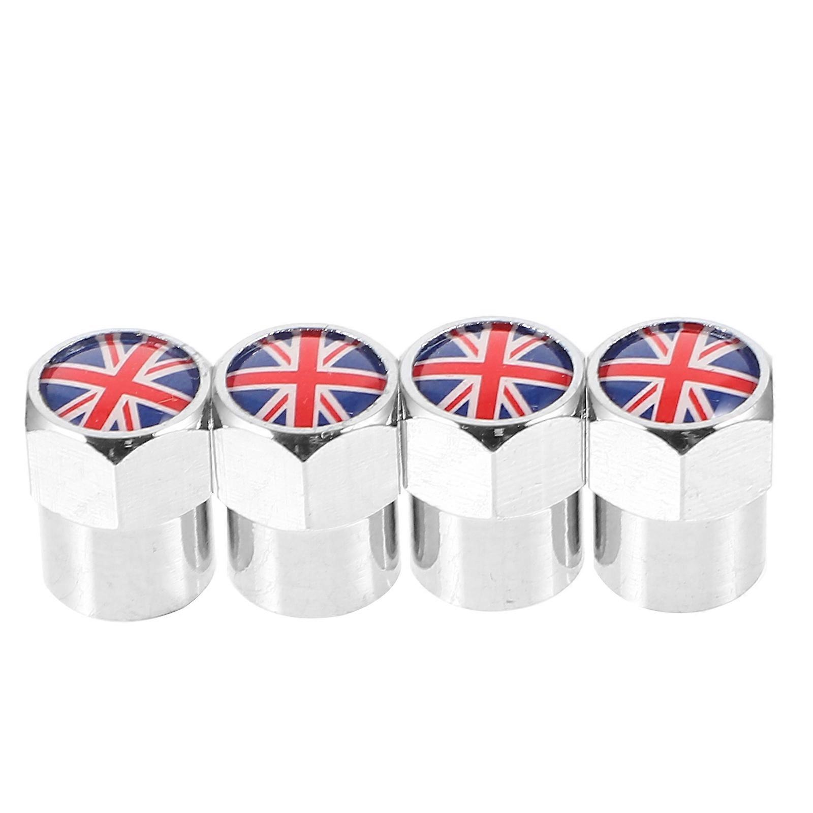 Uk Flag Tire Valve Stem Caps for Cars SUVs Trucks – Durable, Lightweight, Easy to Install, 4pcs Set with Blue Red Design