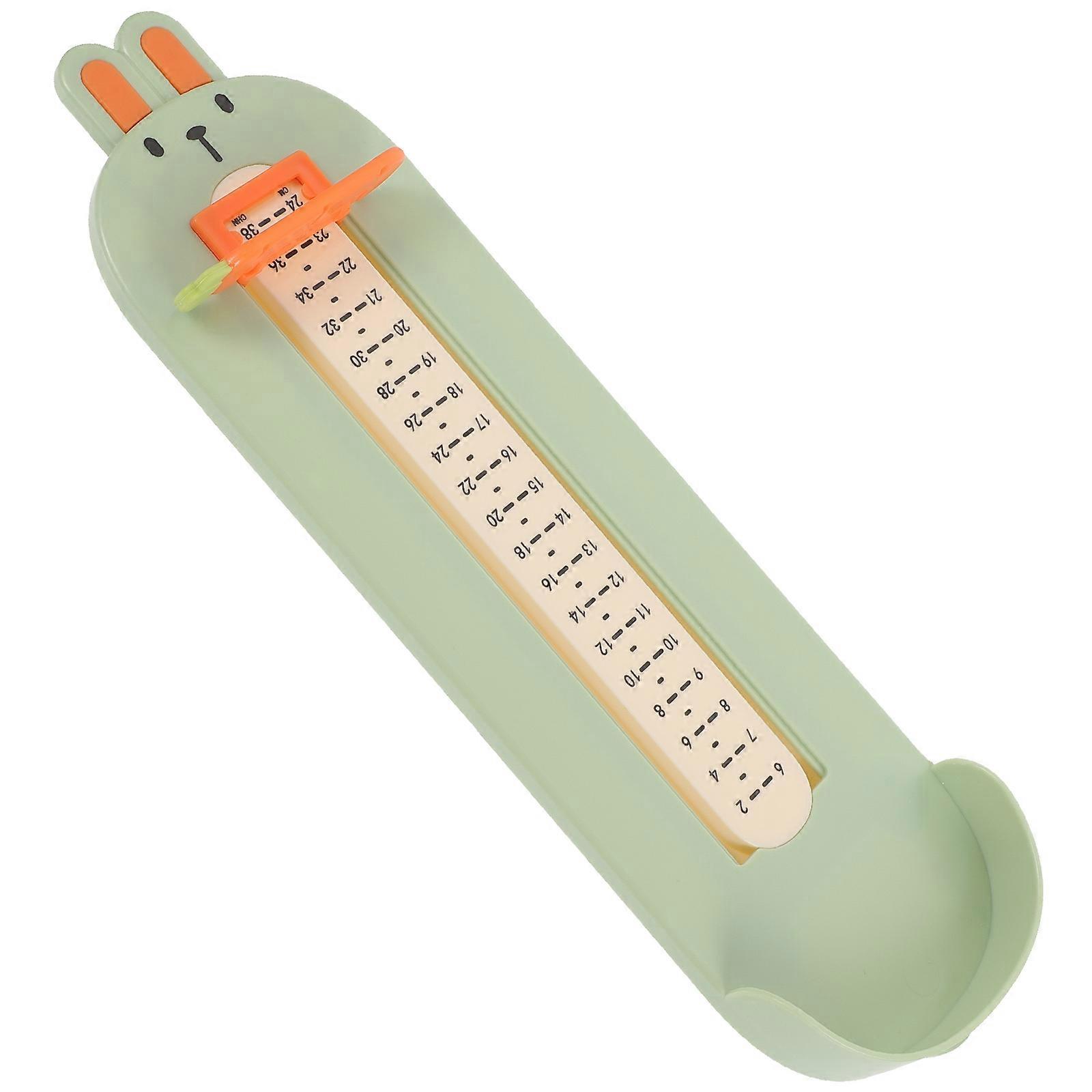 Toddler Foot Gauge Kids Size Measurer Home Use Green ABS Plastic Adjustable Design 1Pack