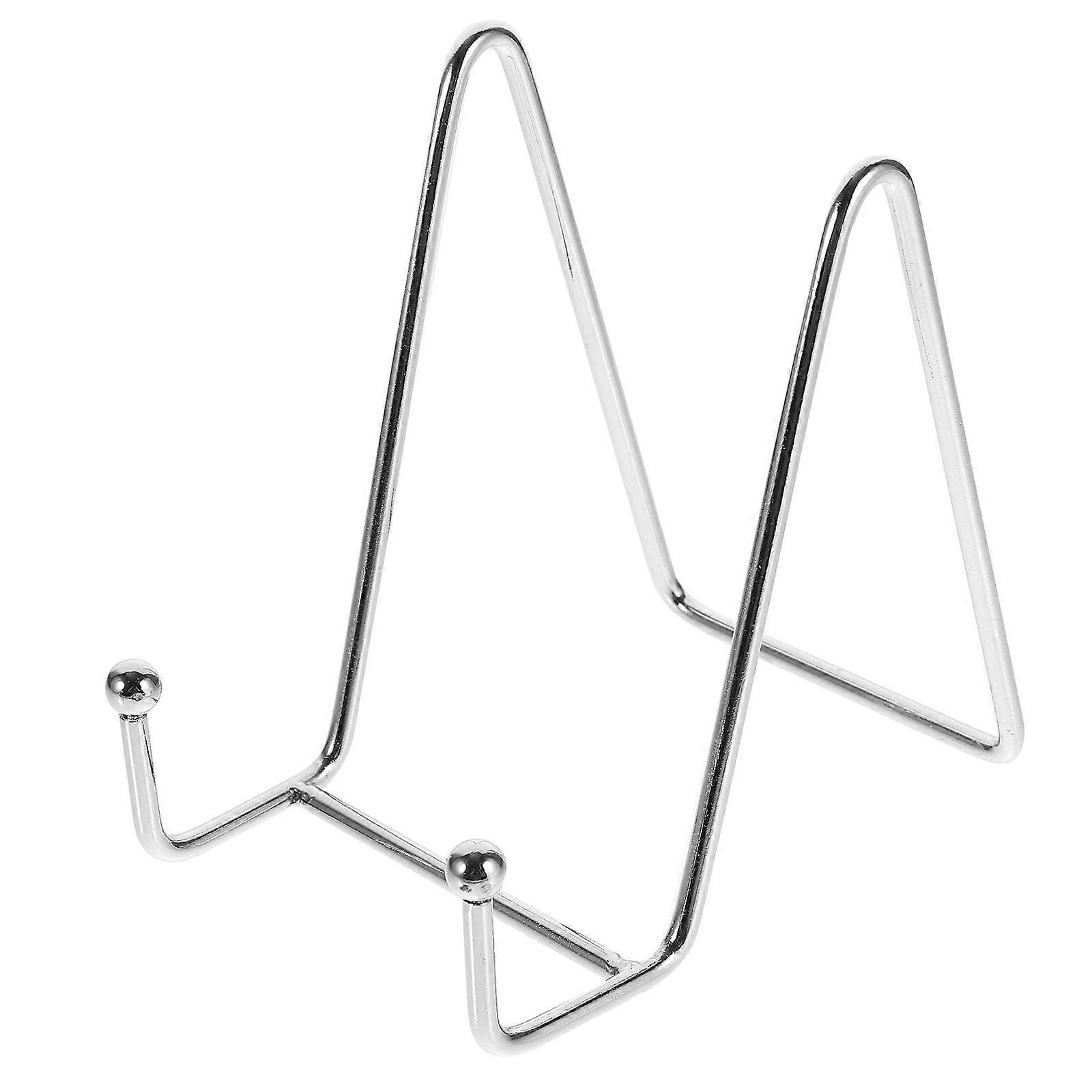 Collector Plate Display Stand Metal Plate Holder Easel Stand Silver Triangular For Store Display 1Set
