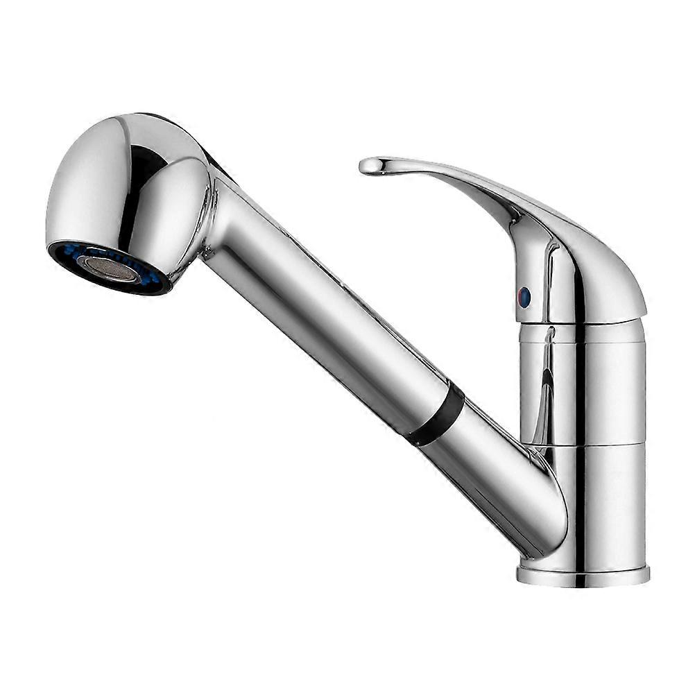 Kitchen Faucet with Pull Out Sprayer Zinc Alloy Silver Finish Easy to Install for Kitchen Use 360 Degree Rotation