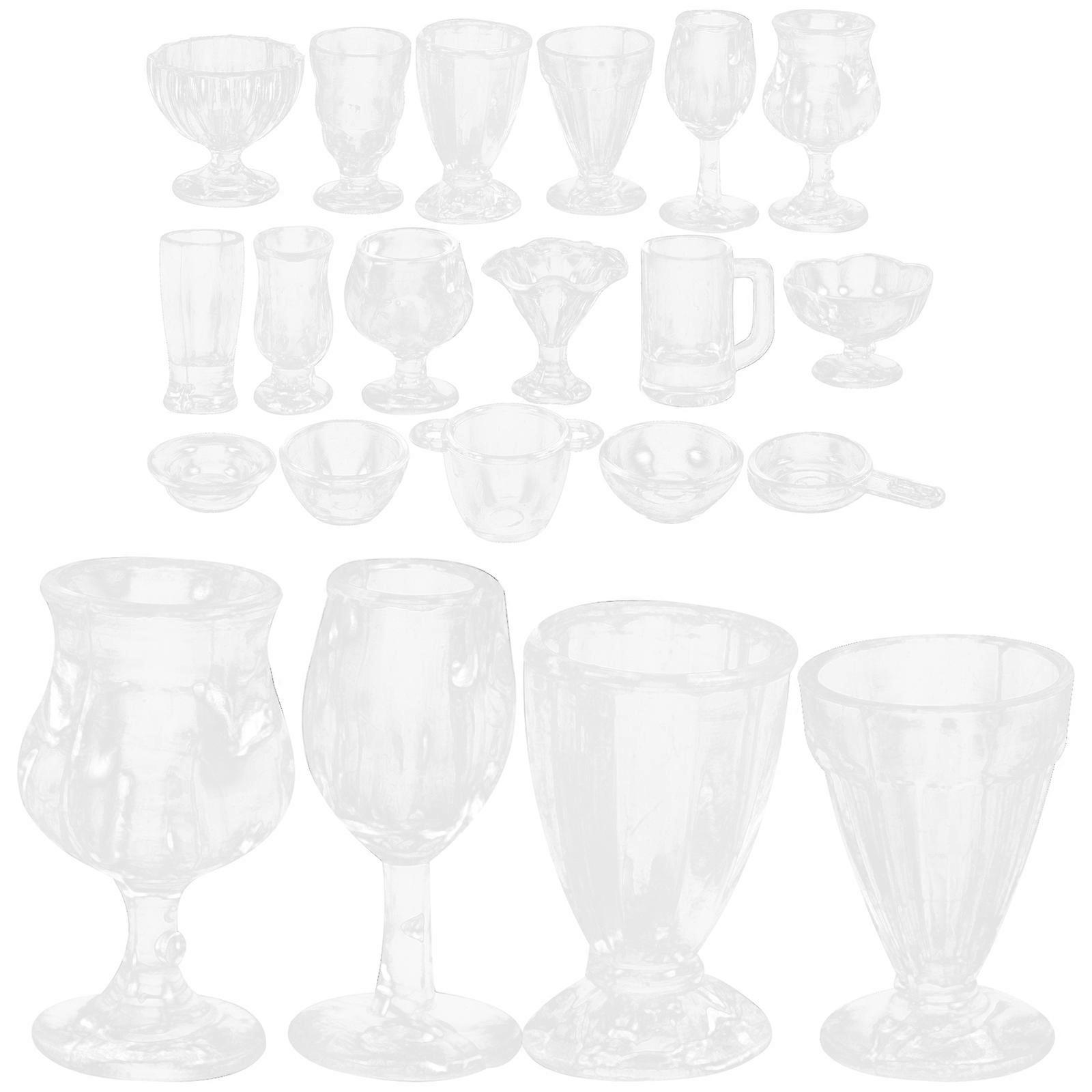 Transparent Plastic Mini Dessert Cups for Doll House Decor and Miniature Tableware 1 Set