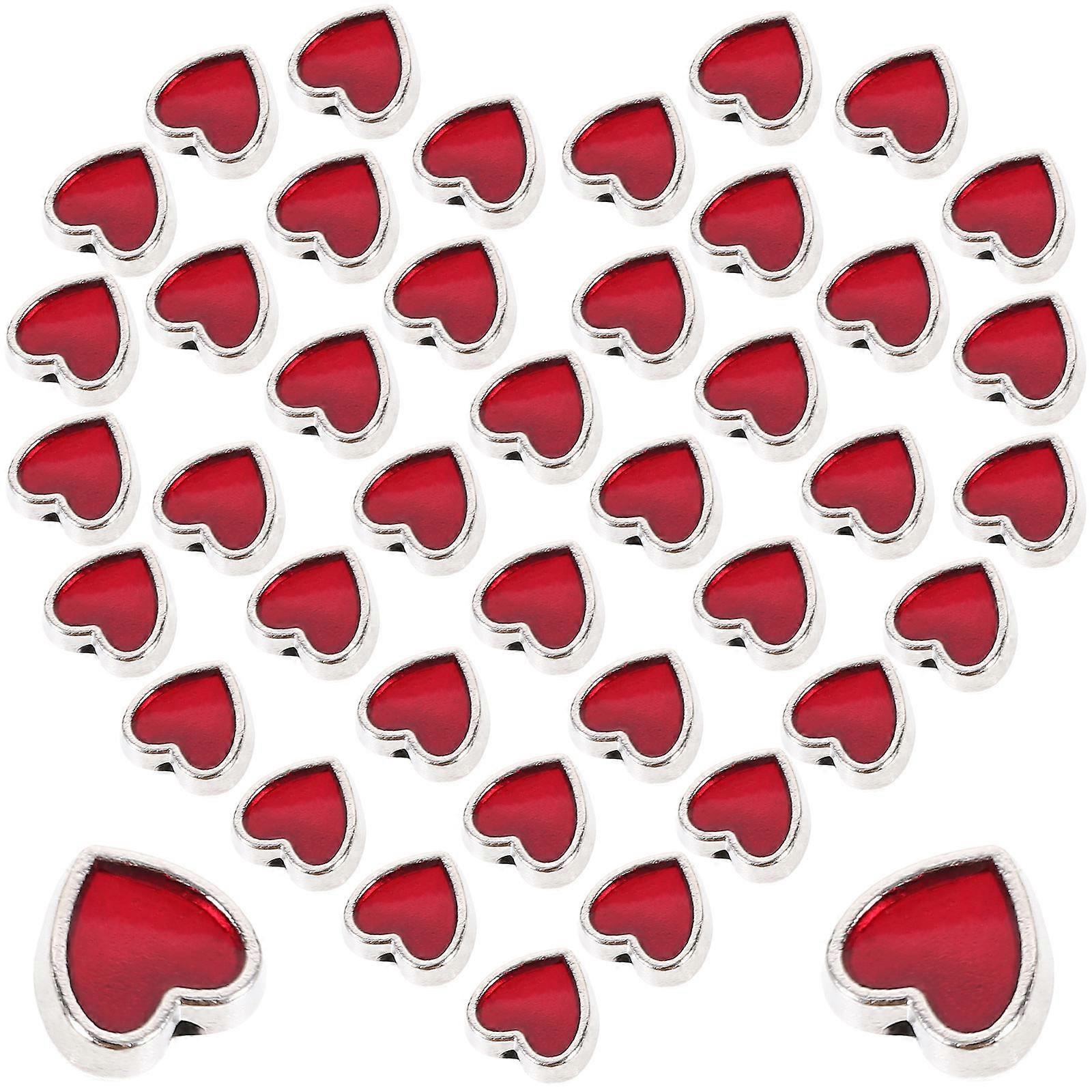 Heart Shaped Alloy Spacer Beads for Jewelry Making Crafts Red Color 100 Pieces