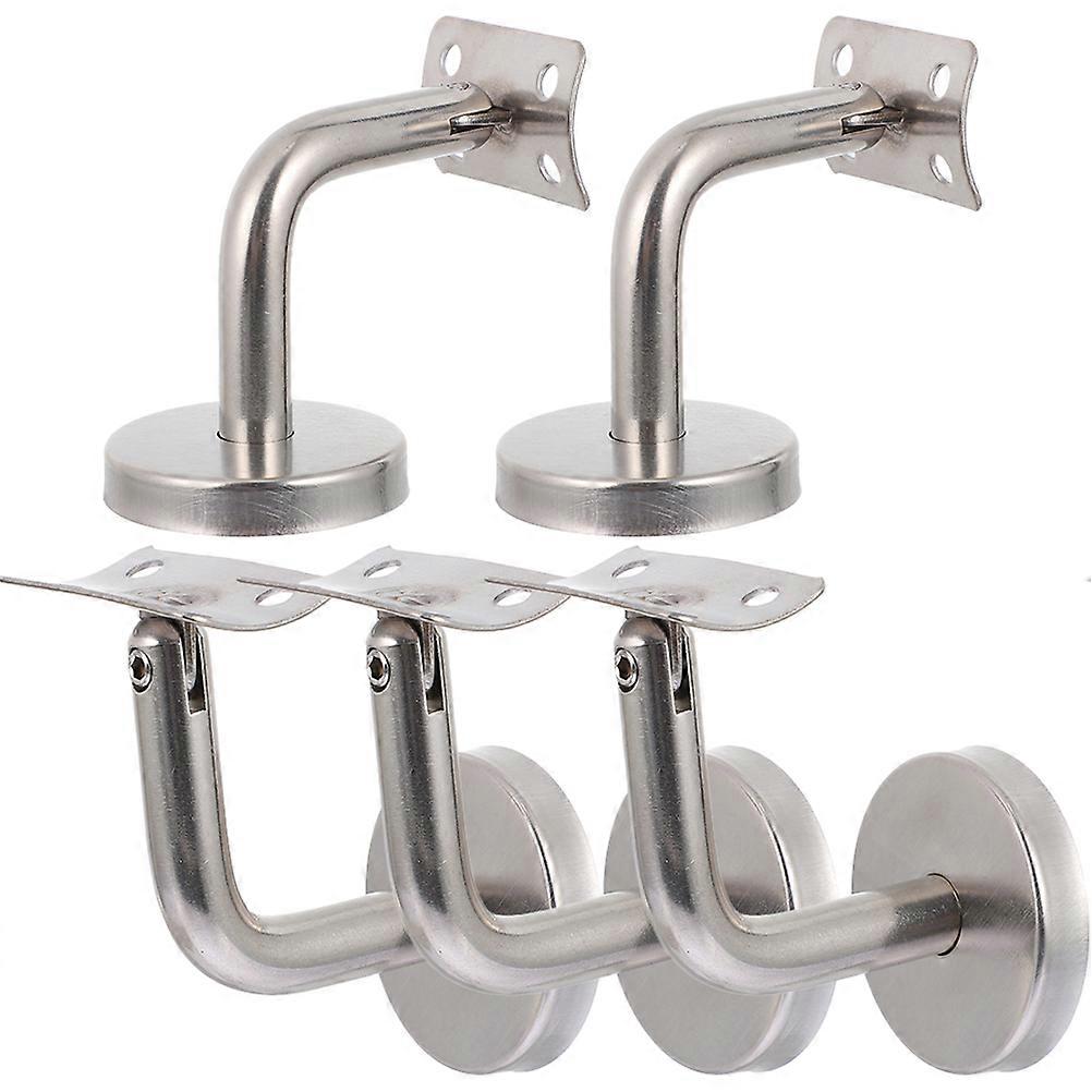 5 Pack Silver Stainless Steel Handrail Bracket for Indoor Stairs Easy Assembly and Strong Support