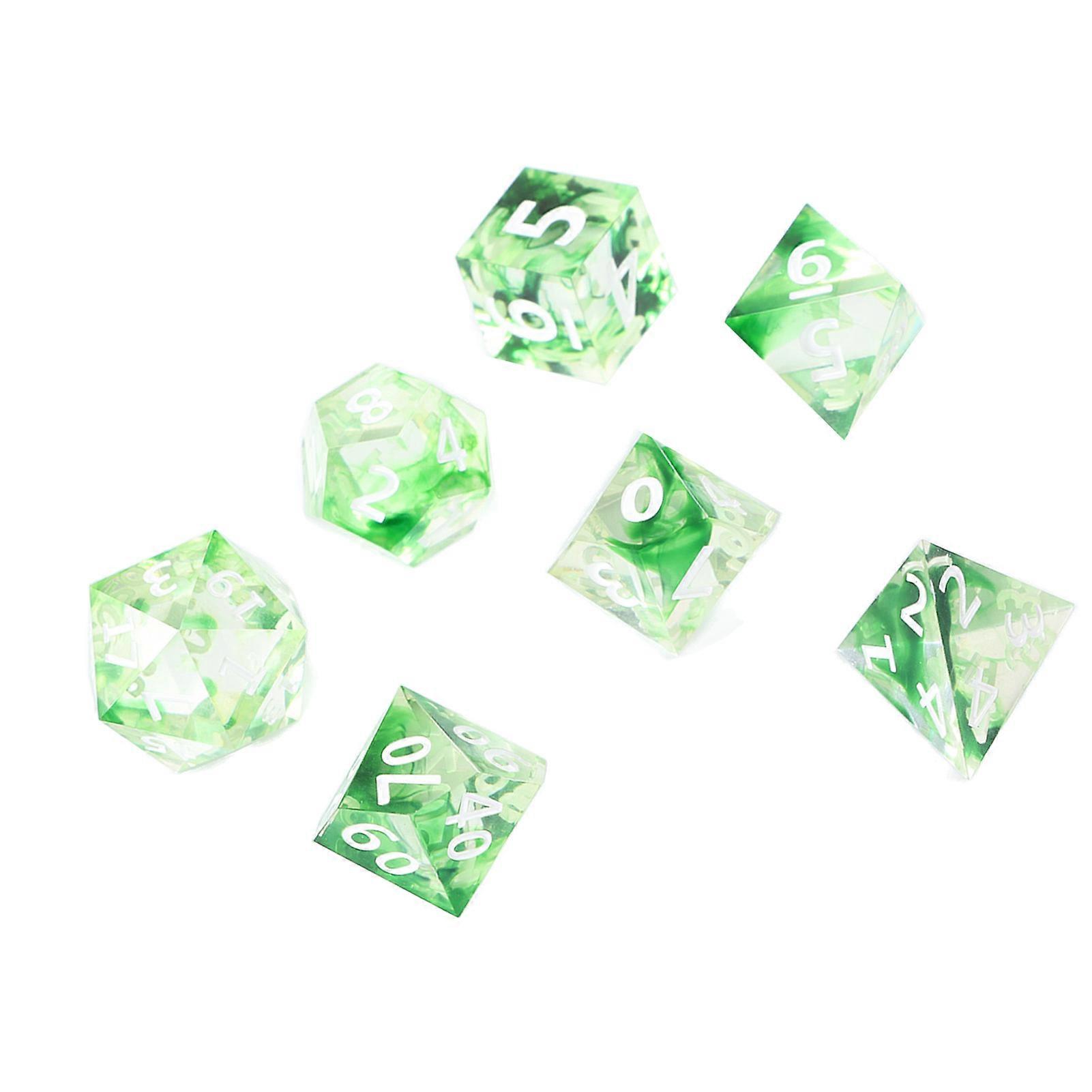 7pcs Dice Set Resin Semitransparent Different Shapes Polyhedral Dice for Role Playing Board Games