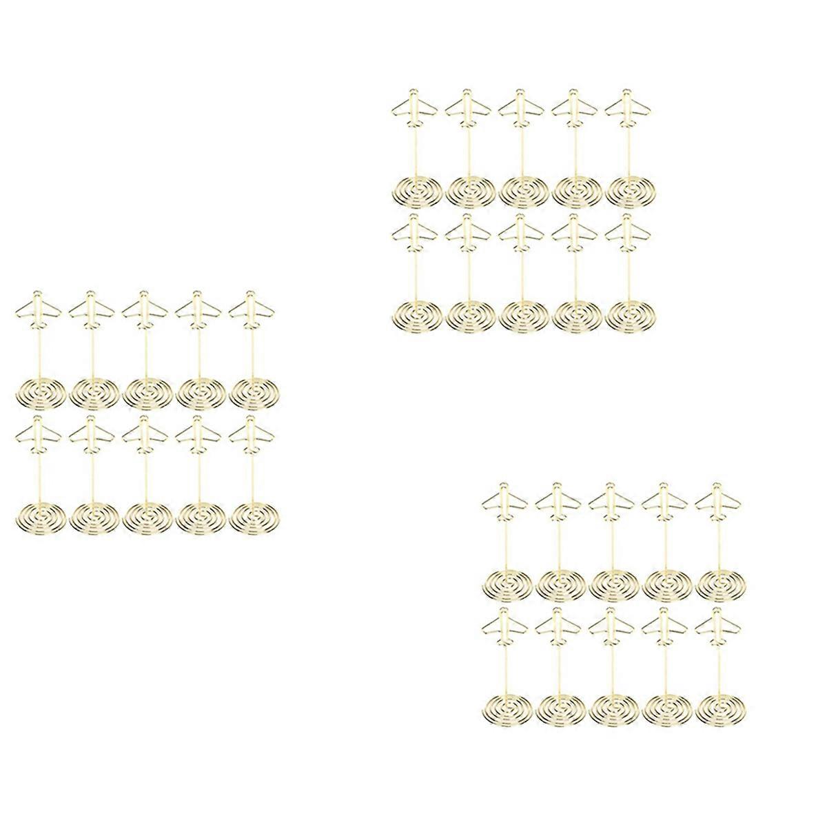 30Pcs Memo Clip Holder, Table Number Name Card Holder Desktop Metal Business Card Photo Gold Plane F