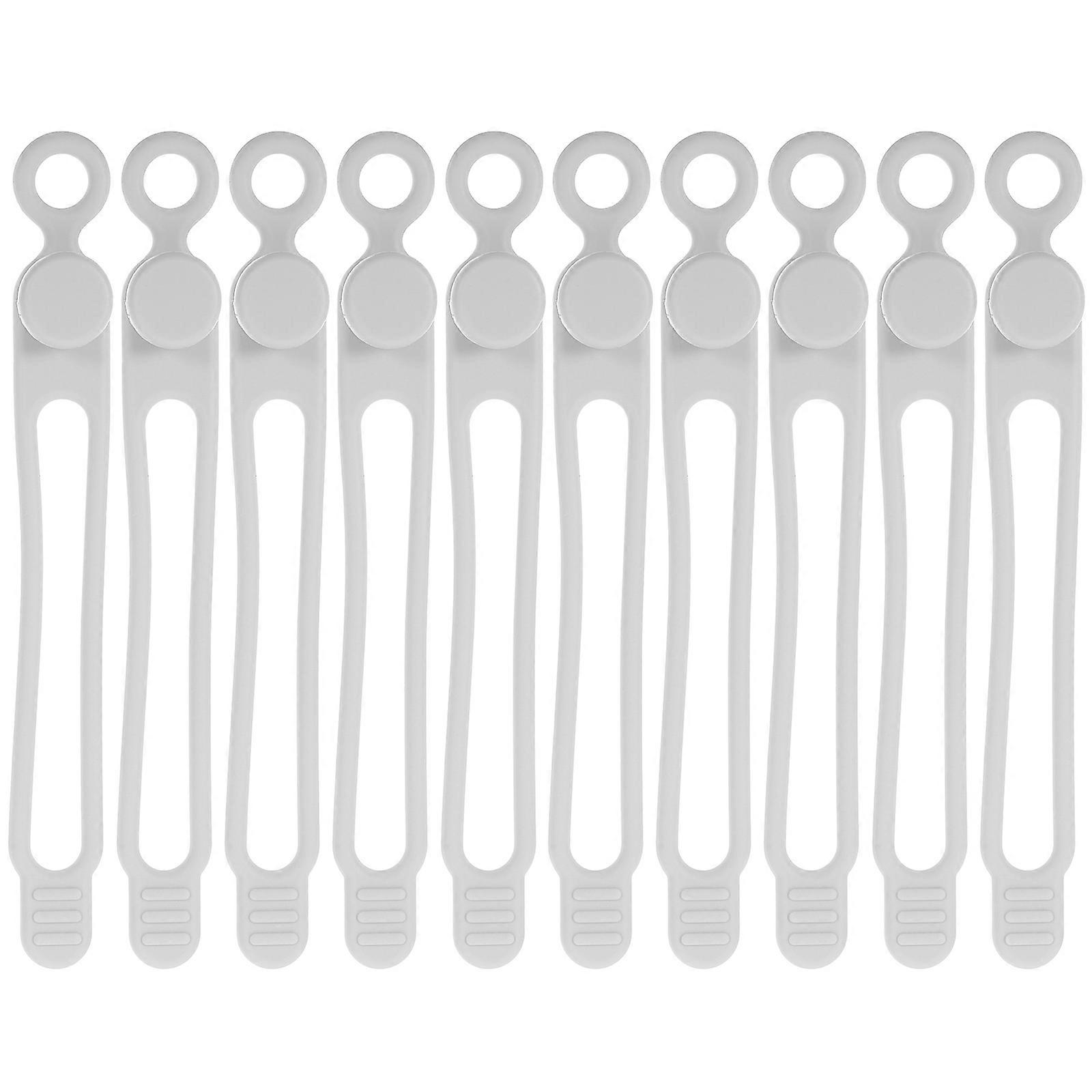 Reusable Silicone Cable Ties for Home Use Grey Color Soft and Sturdy 10 Pieces
