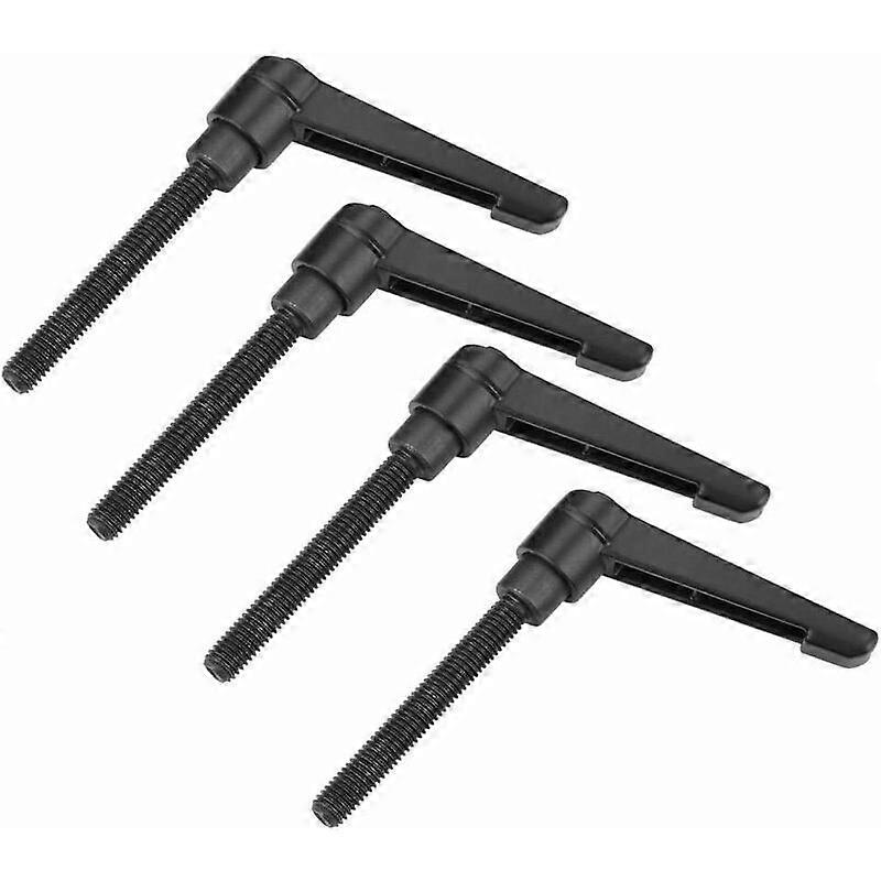 4pcs Clamping Lever Handle, M6 Stainless Steel Male Thread Adjustable Handle Machine Grips, Black(40MM)