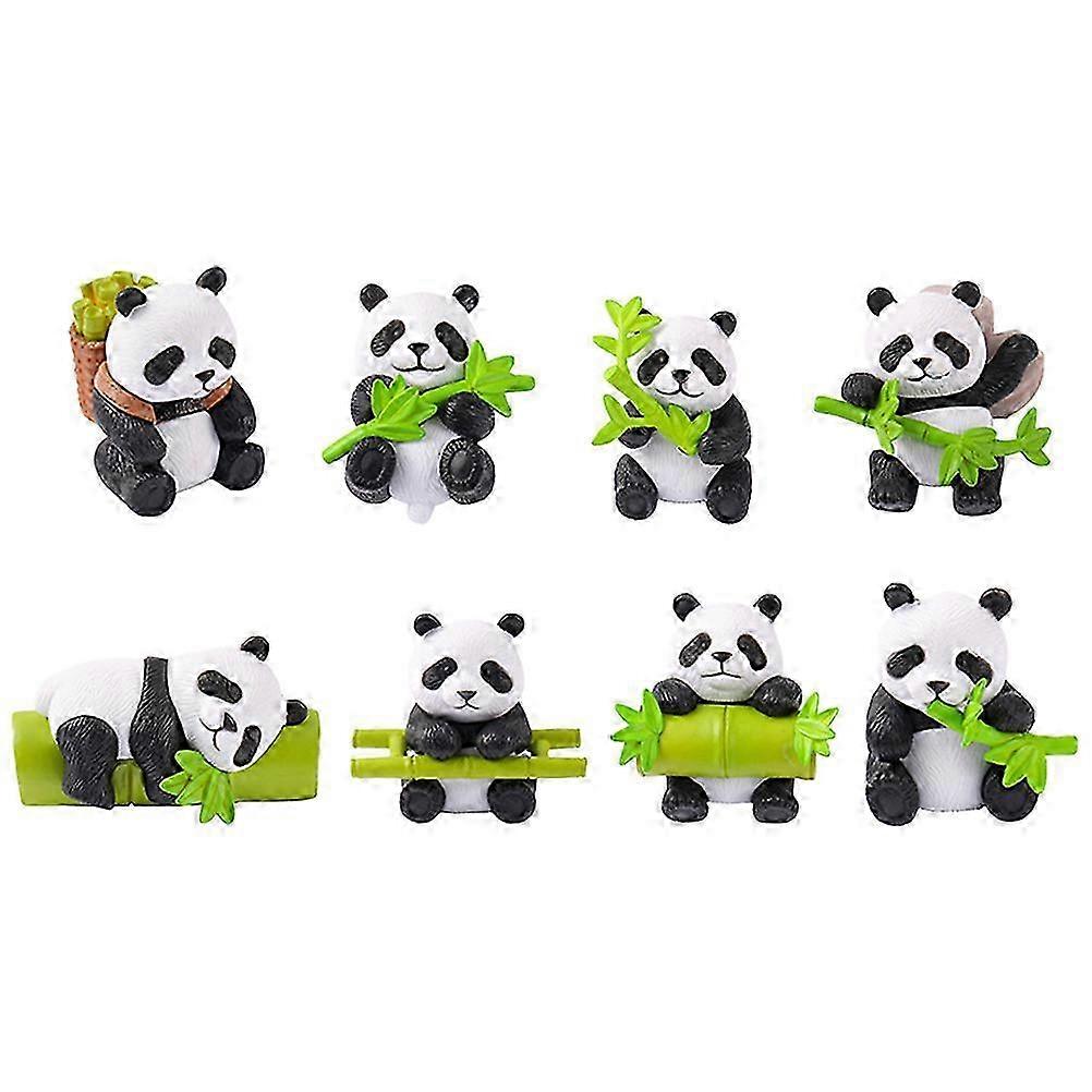 8 Mini Figure Di Panda Per Torta - Ornamenti Simpatici In PVC Per Decorazioni Compleanno E Dolci
