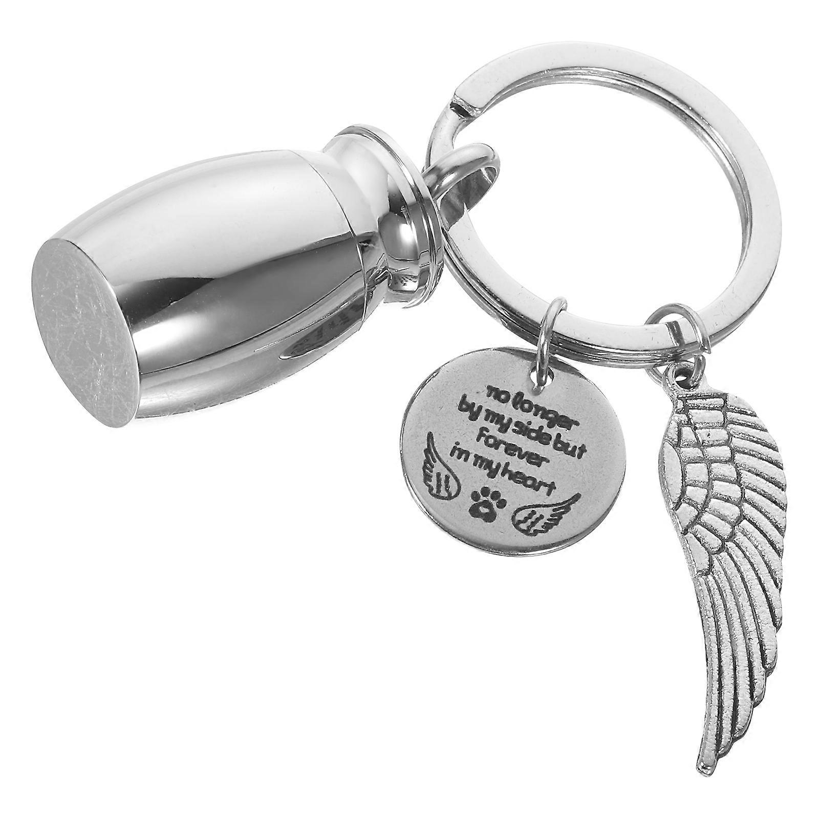 Mini Titanium Steel Urn Keychain for Pet Ashes Memorial Keepsake Pendant for Cremation Durable Non Fading Small Ashes Holder for Pets and Loved Ones