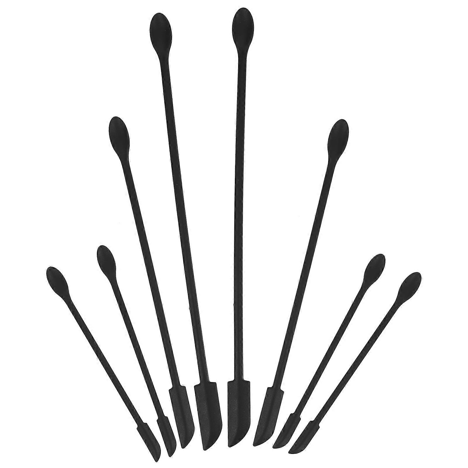 8 Pieces Black Silicone Makeup Spatula Set for Makeup and Jar Use and Multipurpose