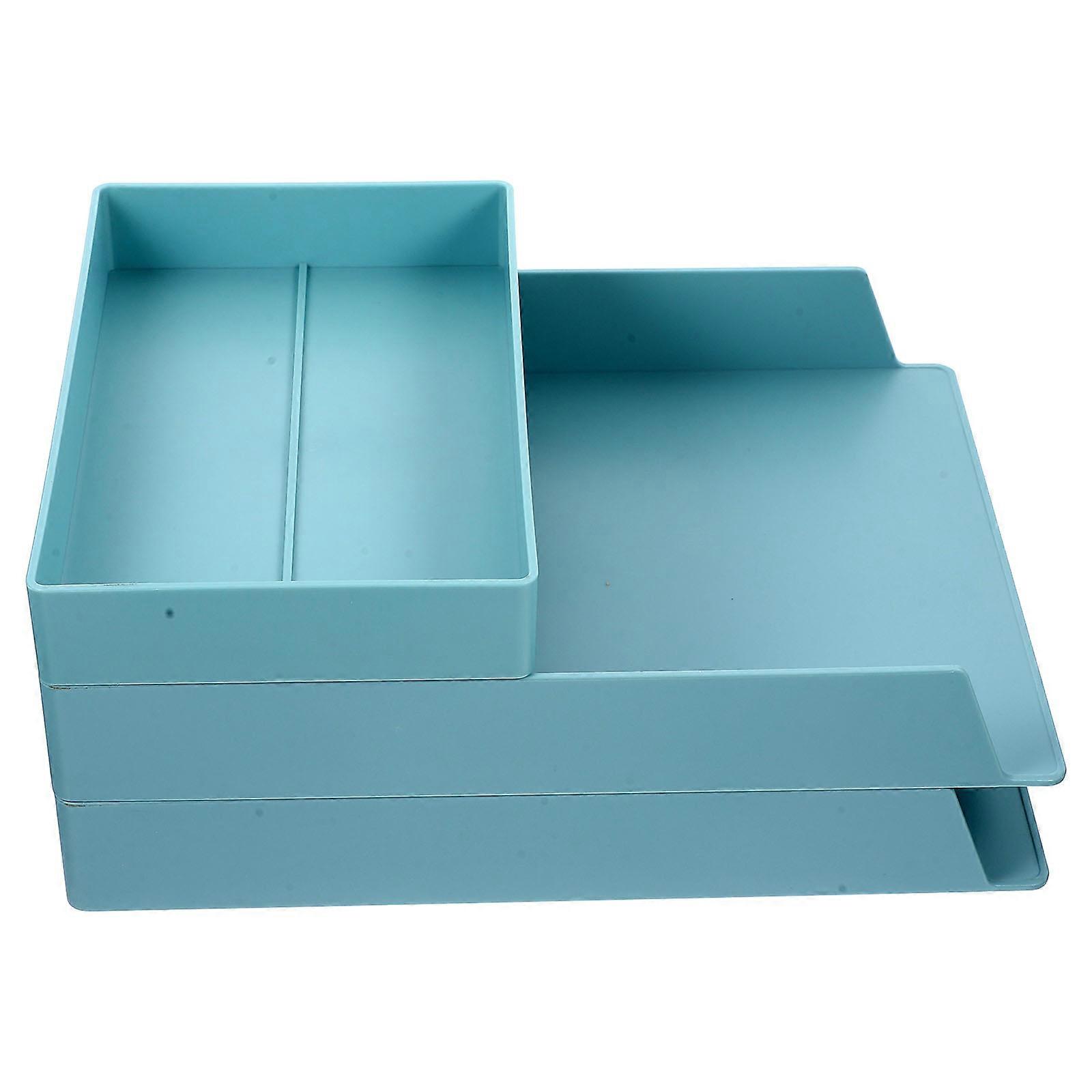 Stackable Large Capacity Desktop Storage Shelf Multi Purpose ABS Document Holder Blue File Organizer for Papers and Gadgets for Office