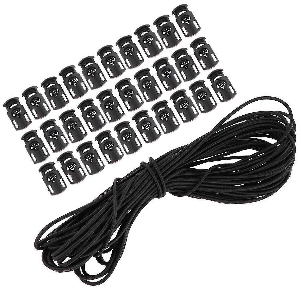 1 Set Round Elastic Rope Durable Plastic Spring Buckle Custom Clothing Casual Sewing Projects 15Meters 1Set