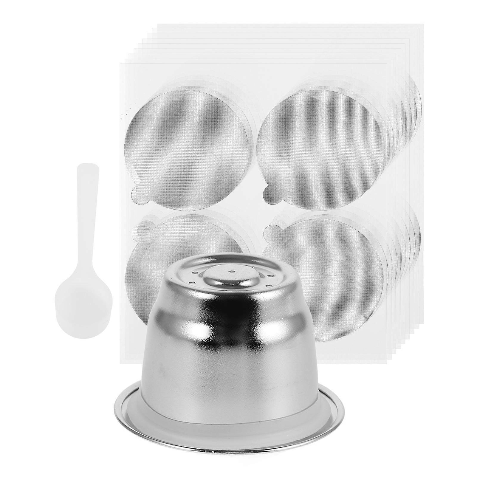 Reusable Stainless Steel Espresso Capsule with Sealing Foil Lids – Includes Spoon for Easy Refilling and Efficient Coffee Brewing