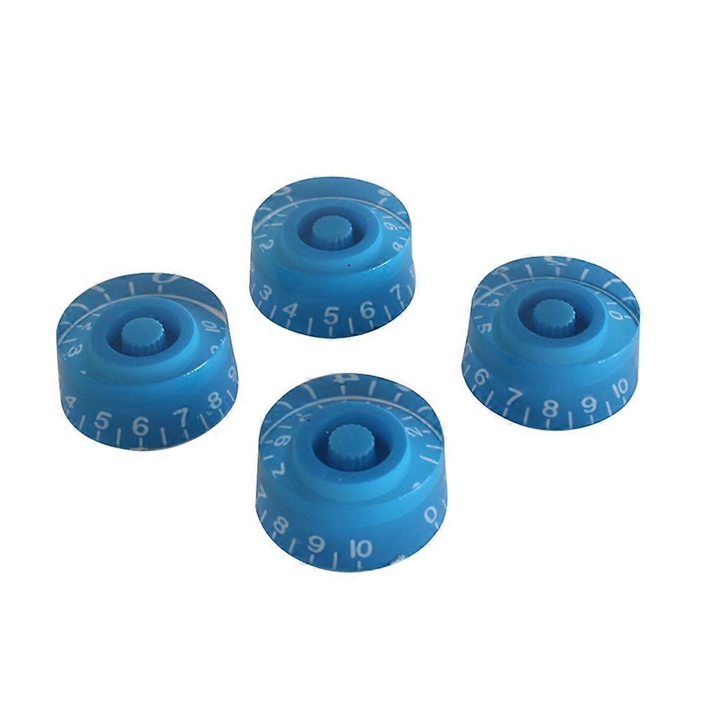Round Electric Guitar Knobs Volume Tone Control Knobs Blue 4 Pcs Premium Plastic Material Replacement Parts for Musicians
