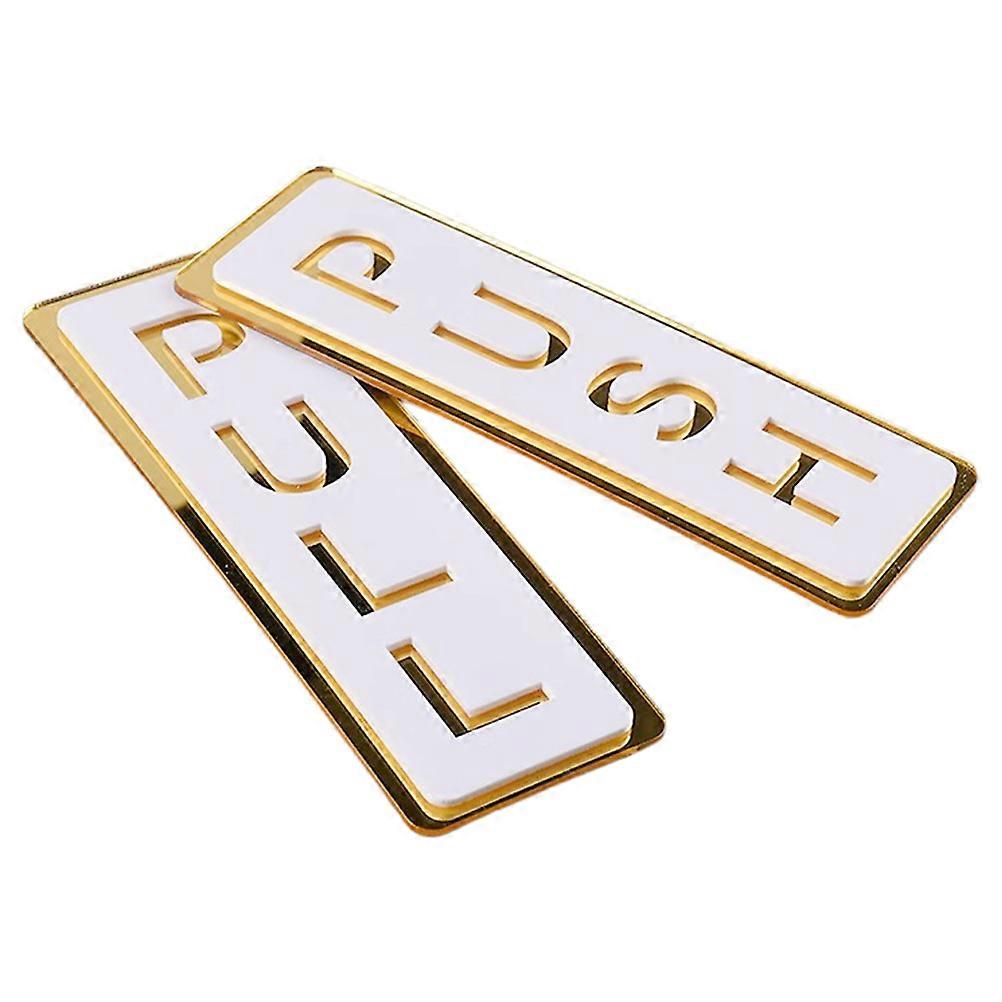 2pcs Double Layer Acrylic Push Pull Door Sign, Stylish Entrance Indicator Sticker with Mirror Finish for Glass Doors, Warm Reminder for Office and
