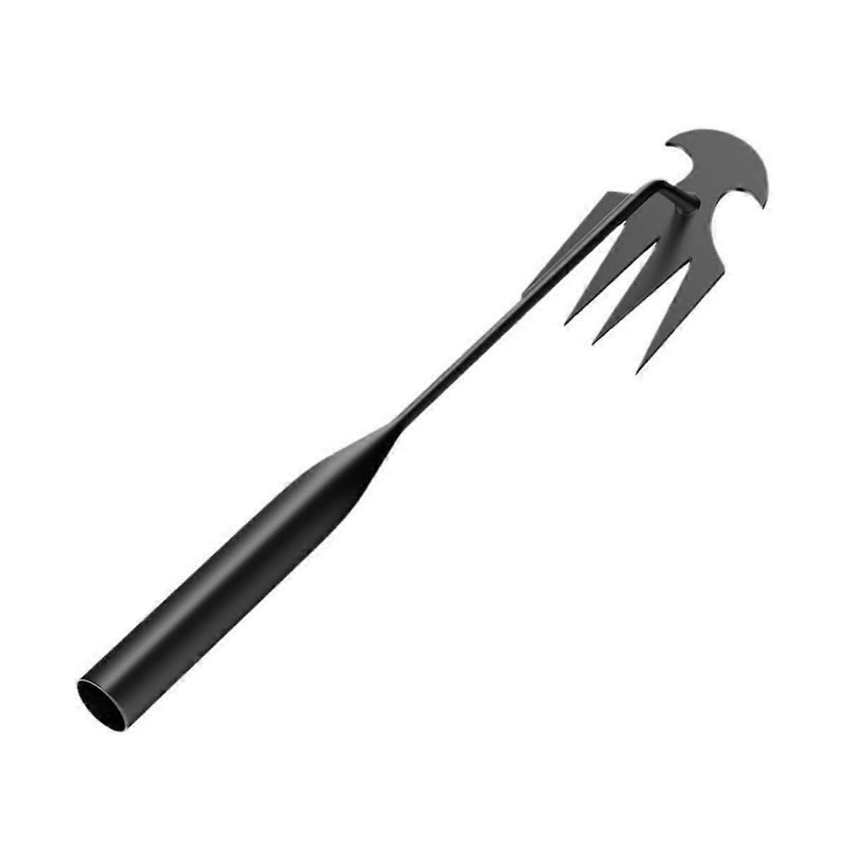 Weed Puller M-Form, Dandelion Puller, Long-Handle, Stainless Steel, 4-Claw, Black Steel Handle