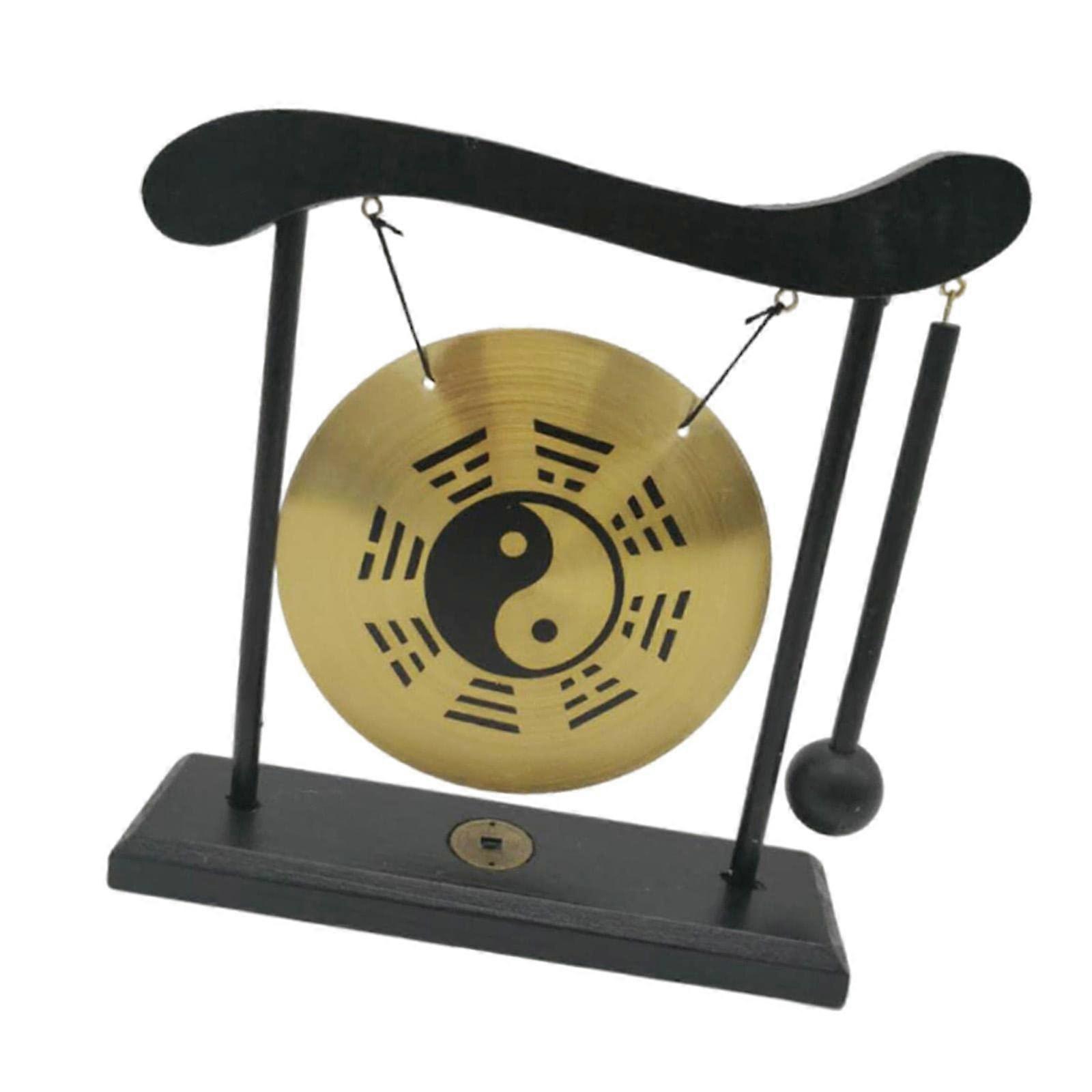 Gong Ornament Wind Gongs Art Wind Chime with Stand Brass Desktop Gong Feng Shui