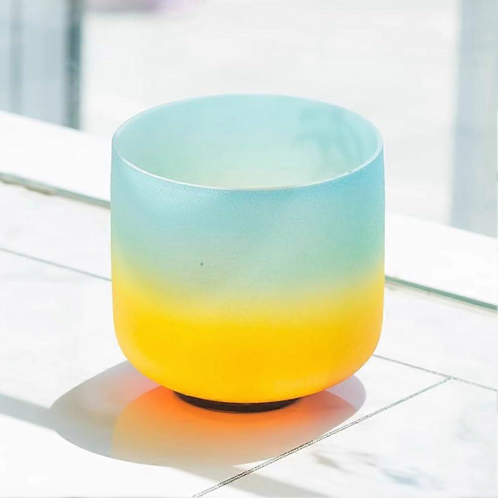 Rainbow Frosted Crystal Singing Bowl 8 Inch E Note Quartz Vocal Bowl for Solar Plexus Chakra Meditation