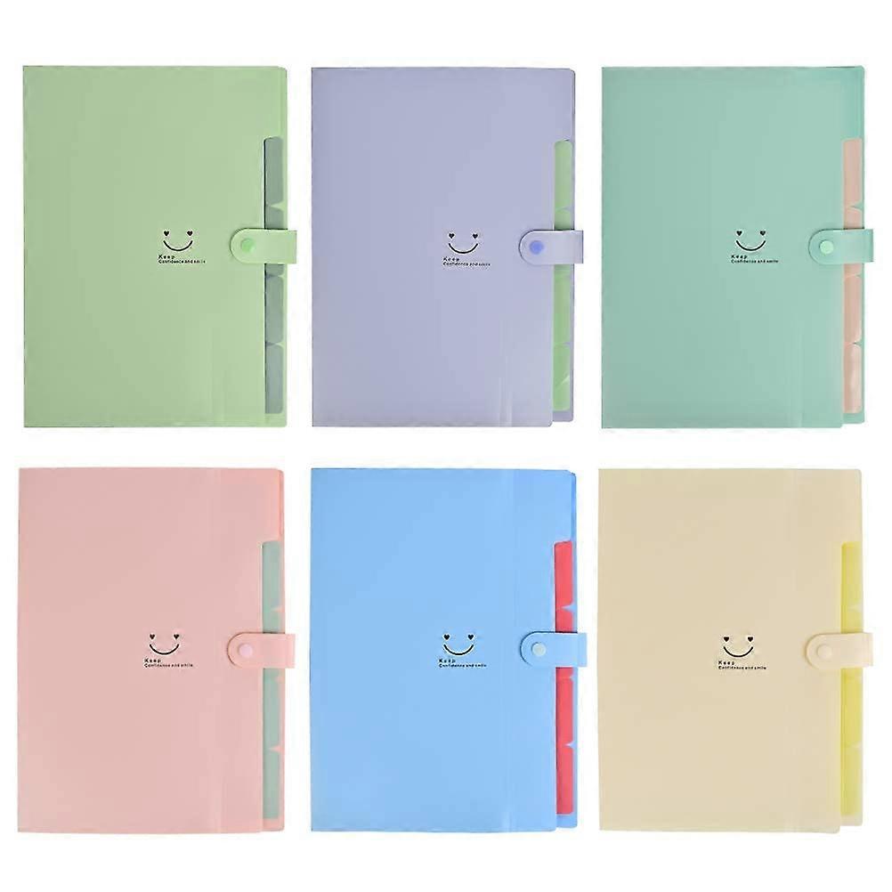 A4 5 Pockets Expanding File Folder 6 Pack For School And Office A4 Size Document Organizer Multipocket Filing Folder