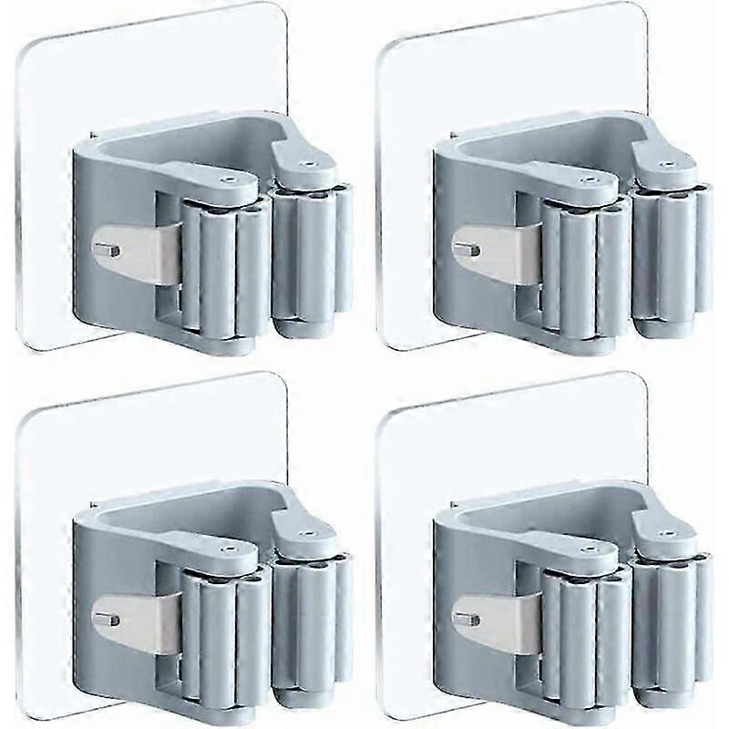 Wall storage for broom - no drilling adhesive holder 4pcs