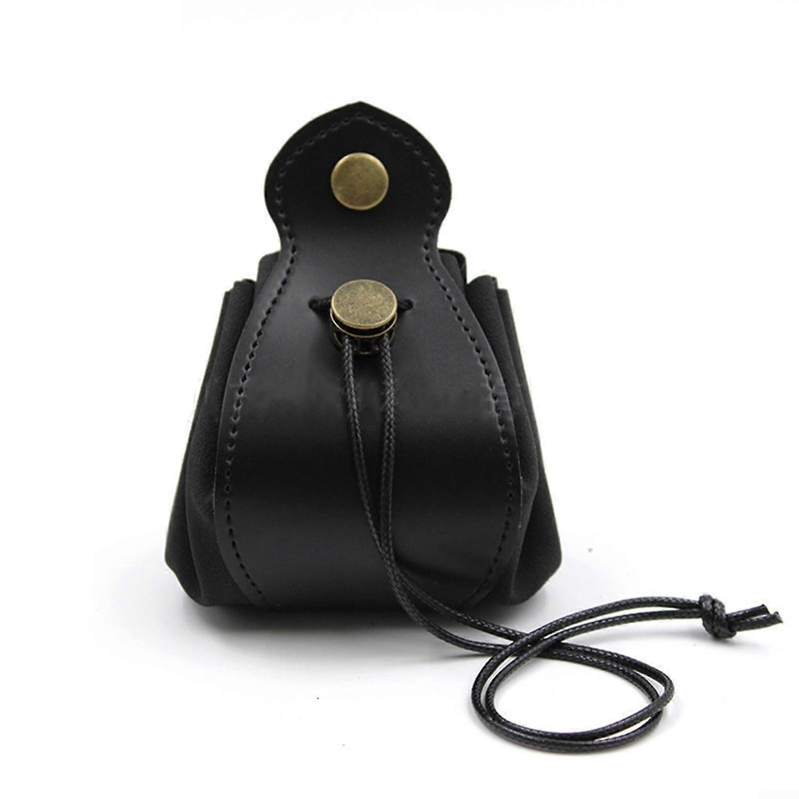Multifunctional PU Leather Dice Bag with Drawstring for 70 Dice, Portable Game Accessory, Black Color