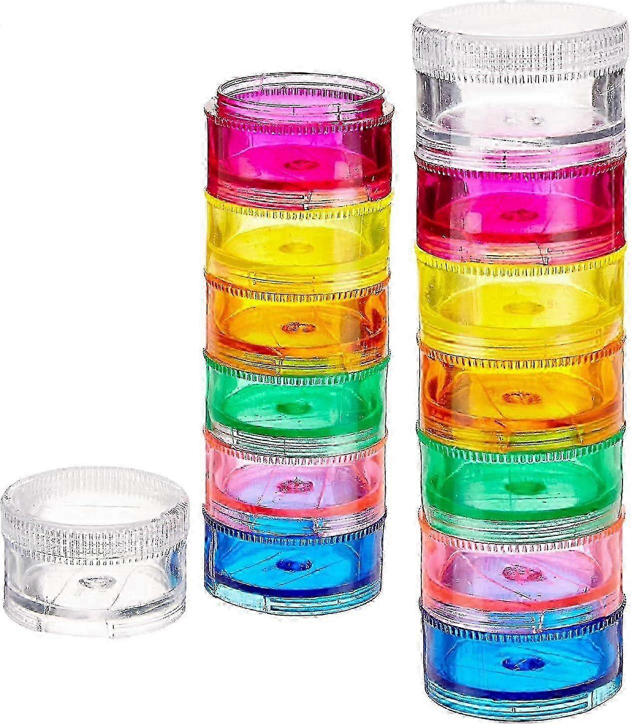 2 Pack Rainbow 7 Day Stackable Pill Organizer - Medicine & Vitamin Dispenser Case Box Edition 0813