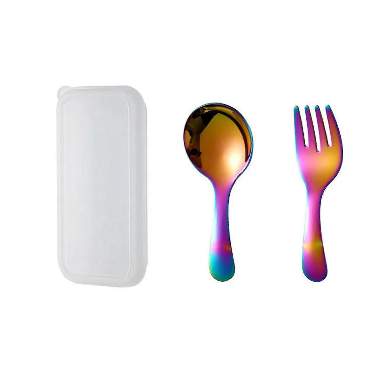 Stainless Steel Cutlery Set, Knife, Fork and Spoon, Mirror Polished, Portable (10.2CM,White Box Set)