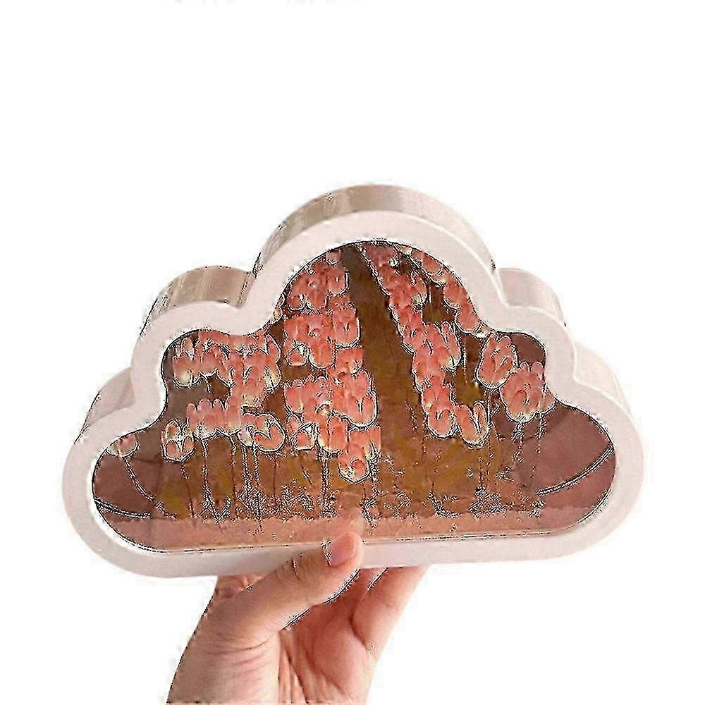 Cloud Mirror Lamp with Tulip Design - DIY Night Light, Ideal for Home Decor - XGPink A-W